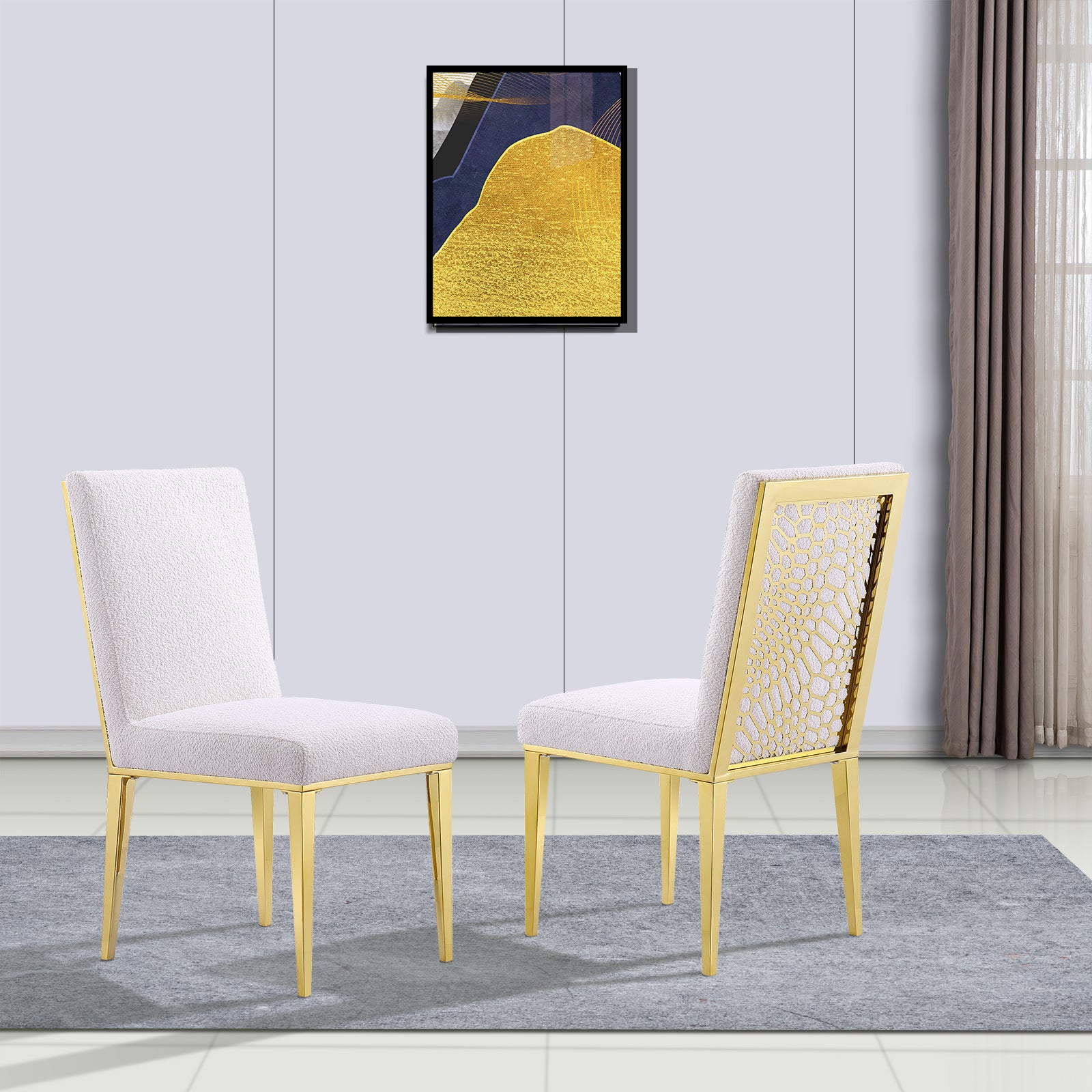 Wholesale White Gold Mohair Dining Chairs