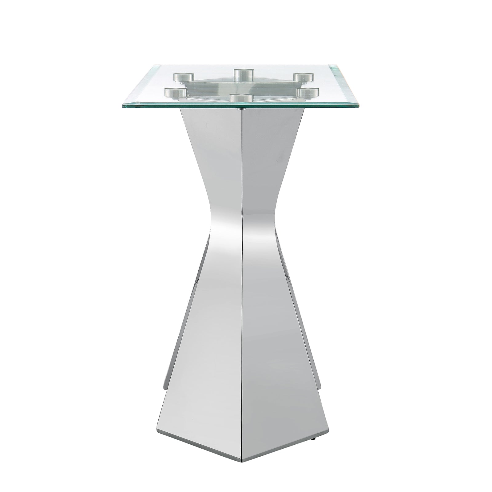 Glass Sofa Table with metal silver L-shaped legs | S519