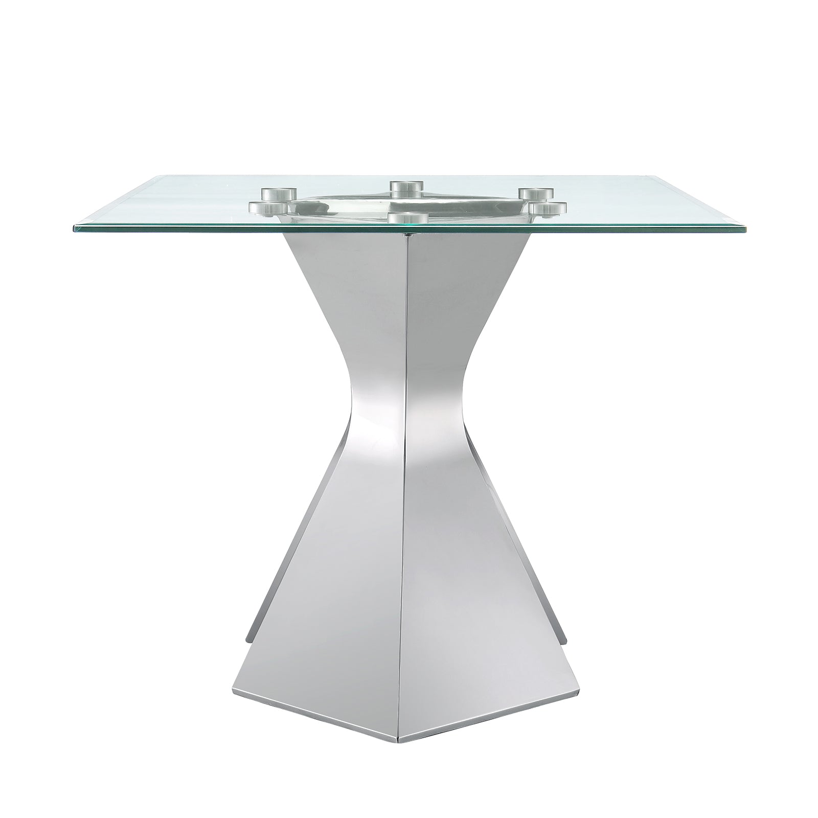 Glass dining table | 78" table Top | Silver Triangular Metal Legs | T225