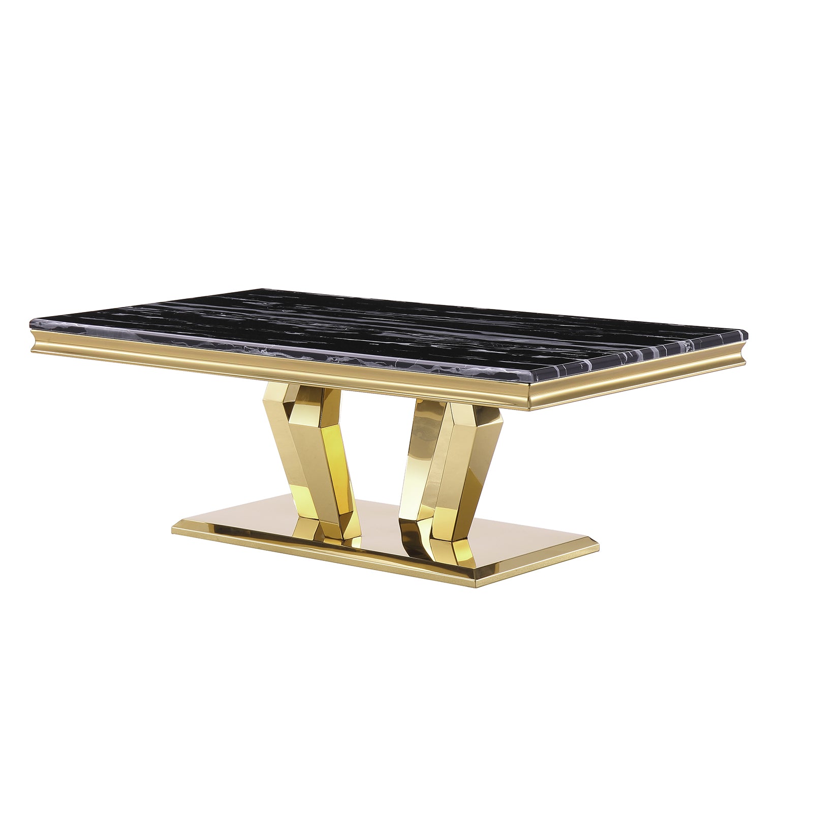 Coffee Table With Gold Metal Four Geometric legs | F301