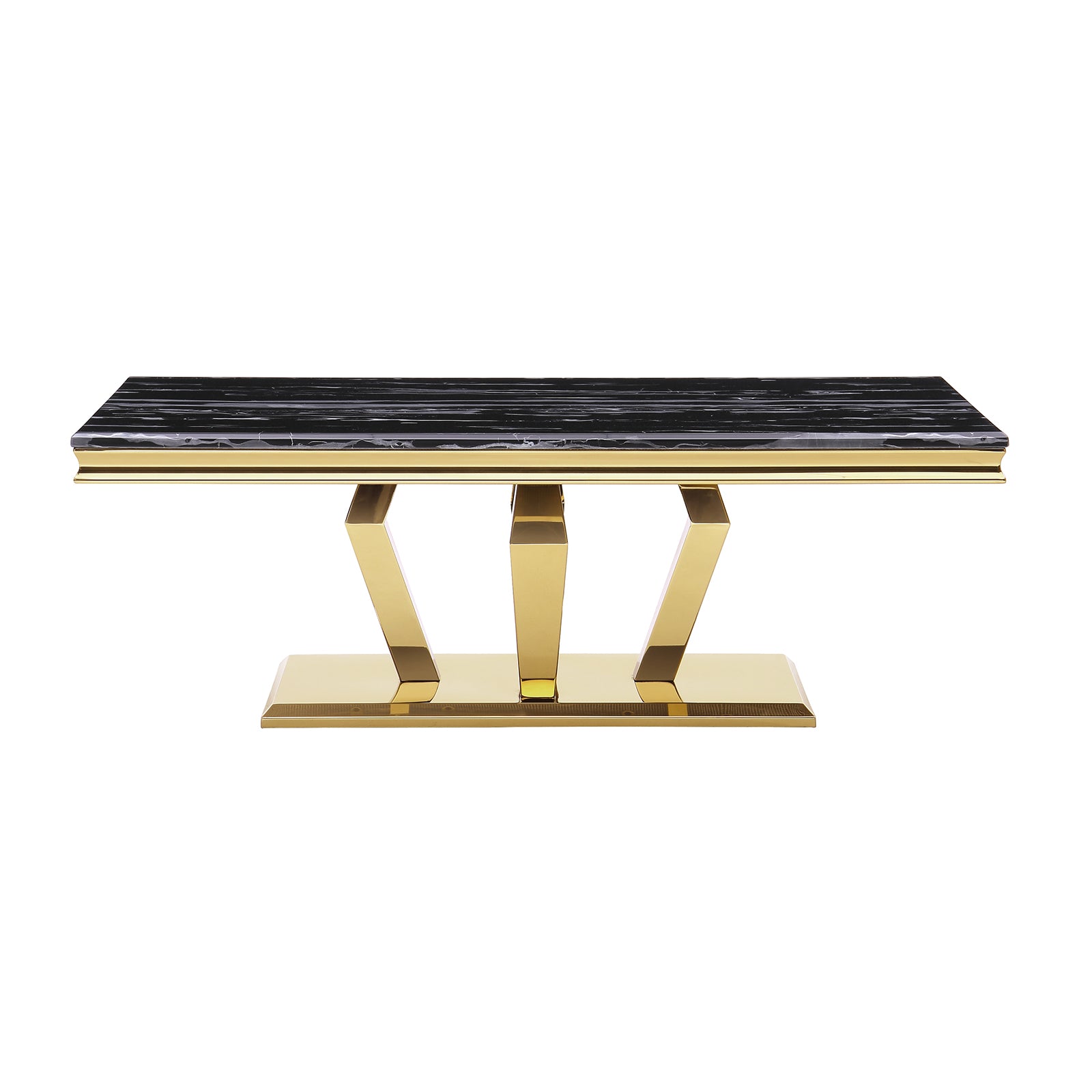 Coffee Table With Gold Metal Four Geometric legs | F301