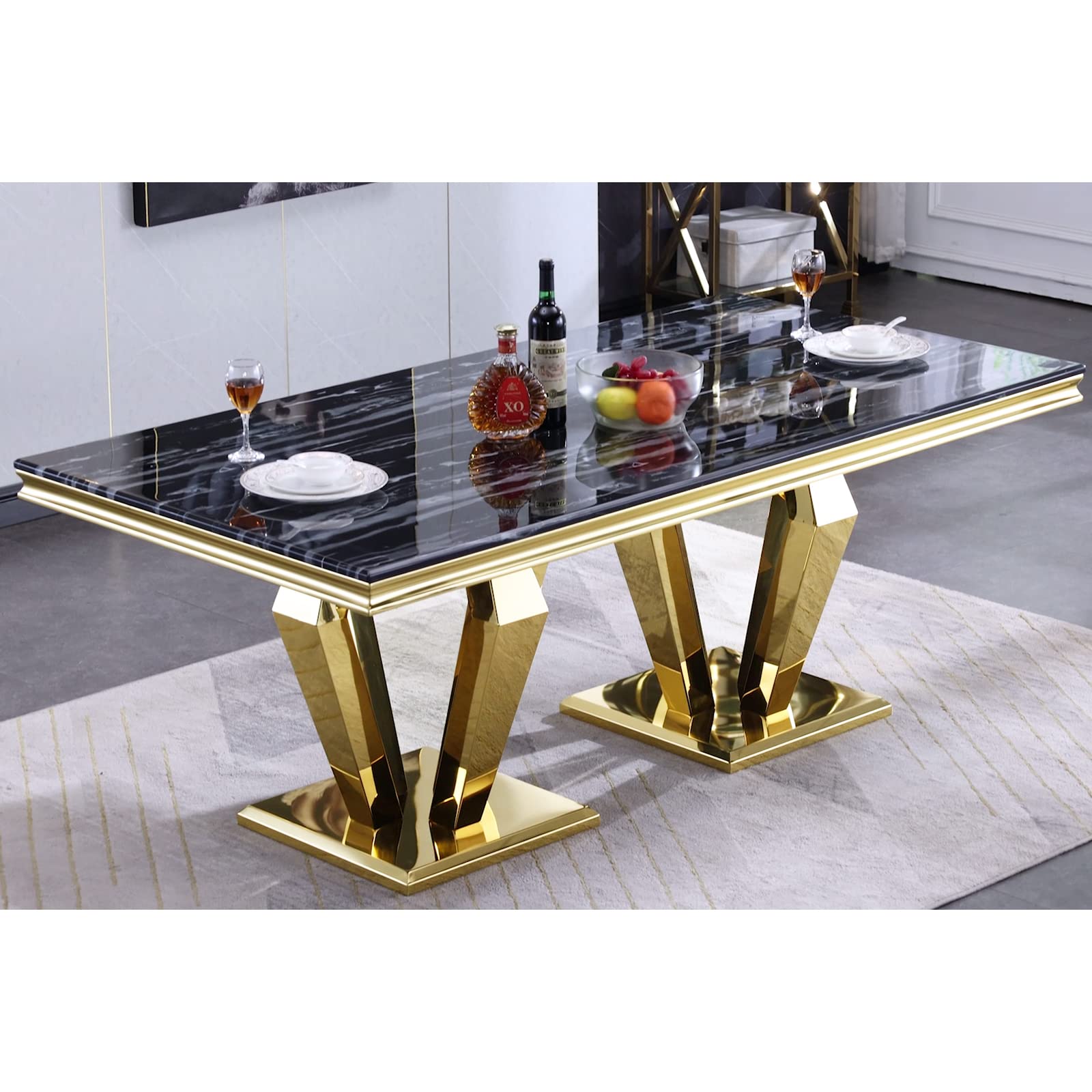 602-Set | AUZ Black and Gold Dining room Sets for 6