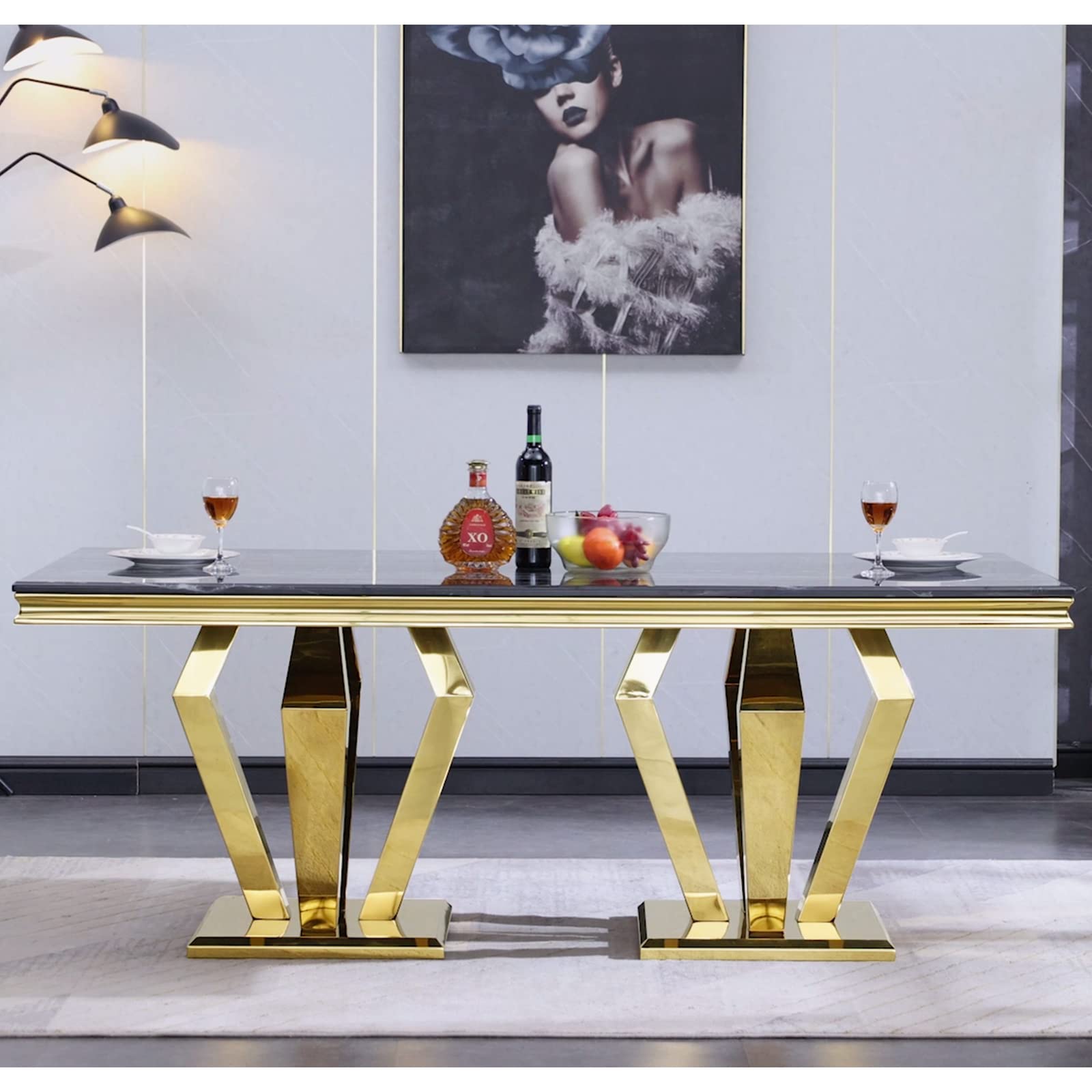 684-Set | AUZ Black and Gold Dining room Sets for 6