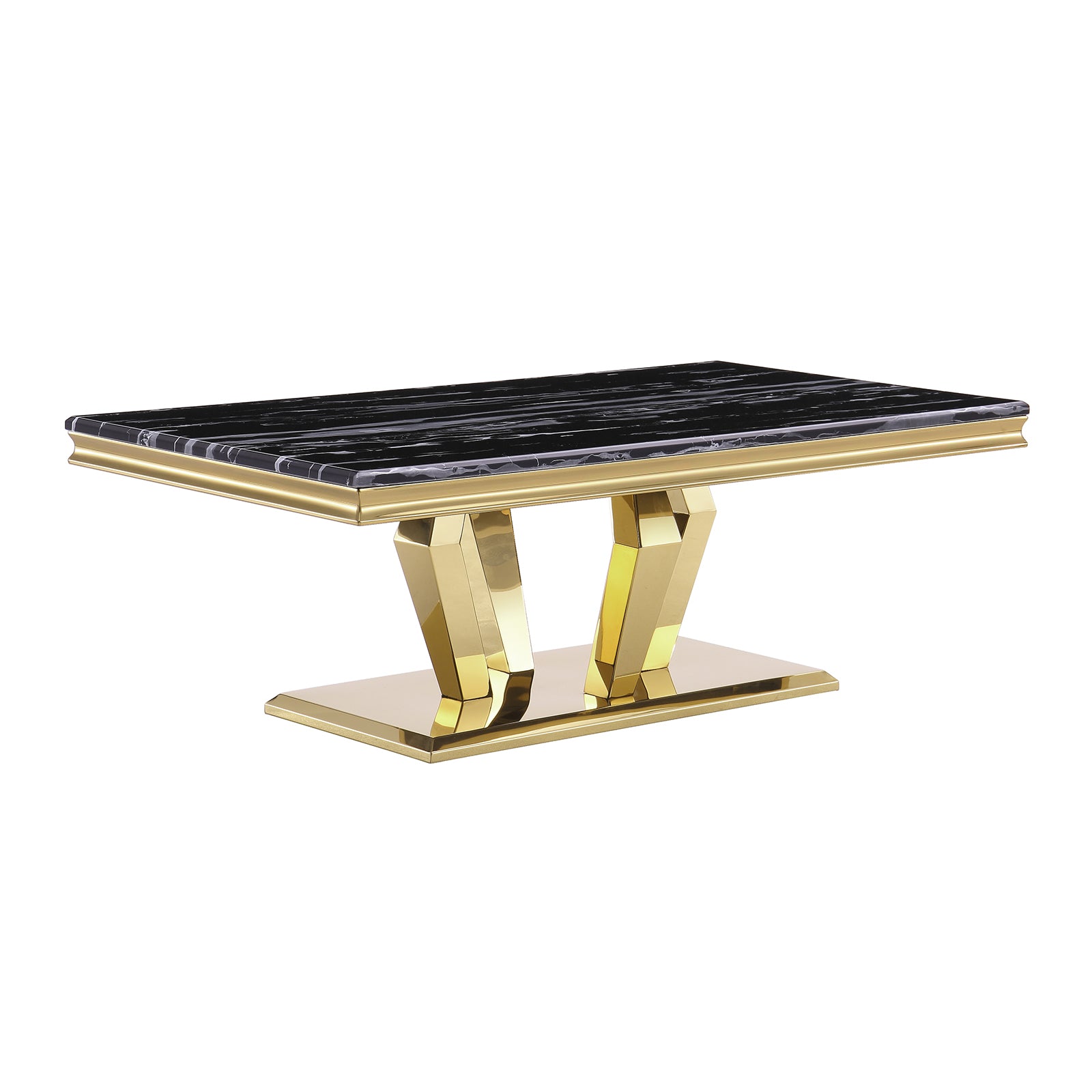 Coffee Table With Gold Metal Four Geometric legs | F301