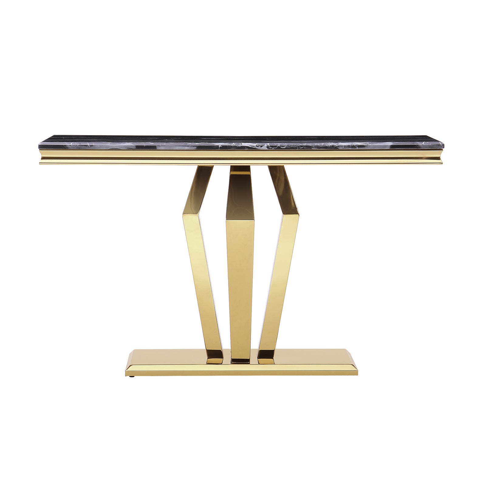Black Gold Sofa Table with metal Geometric Base | S507