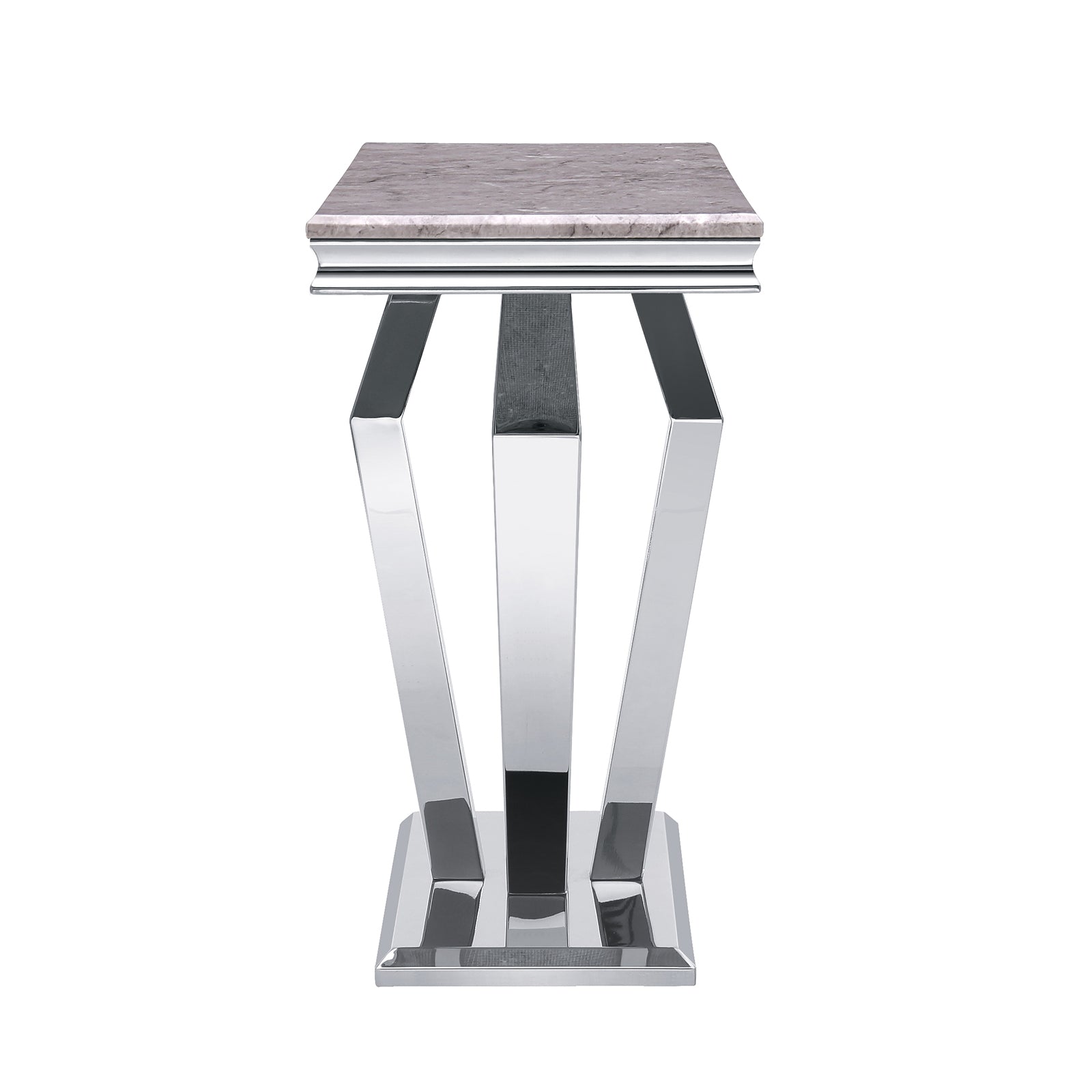 Silver Sofa Table with metal Geometric Base | S508