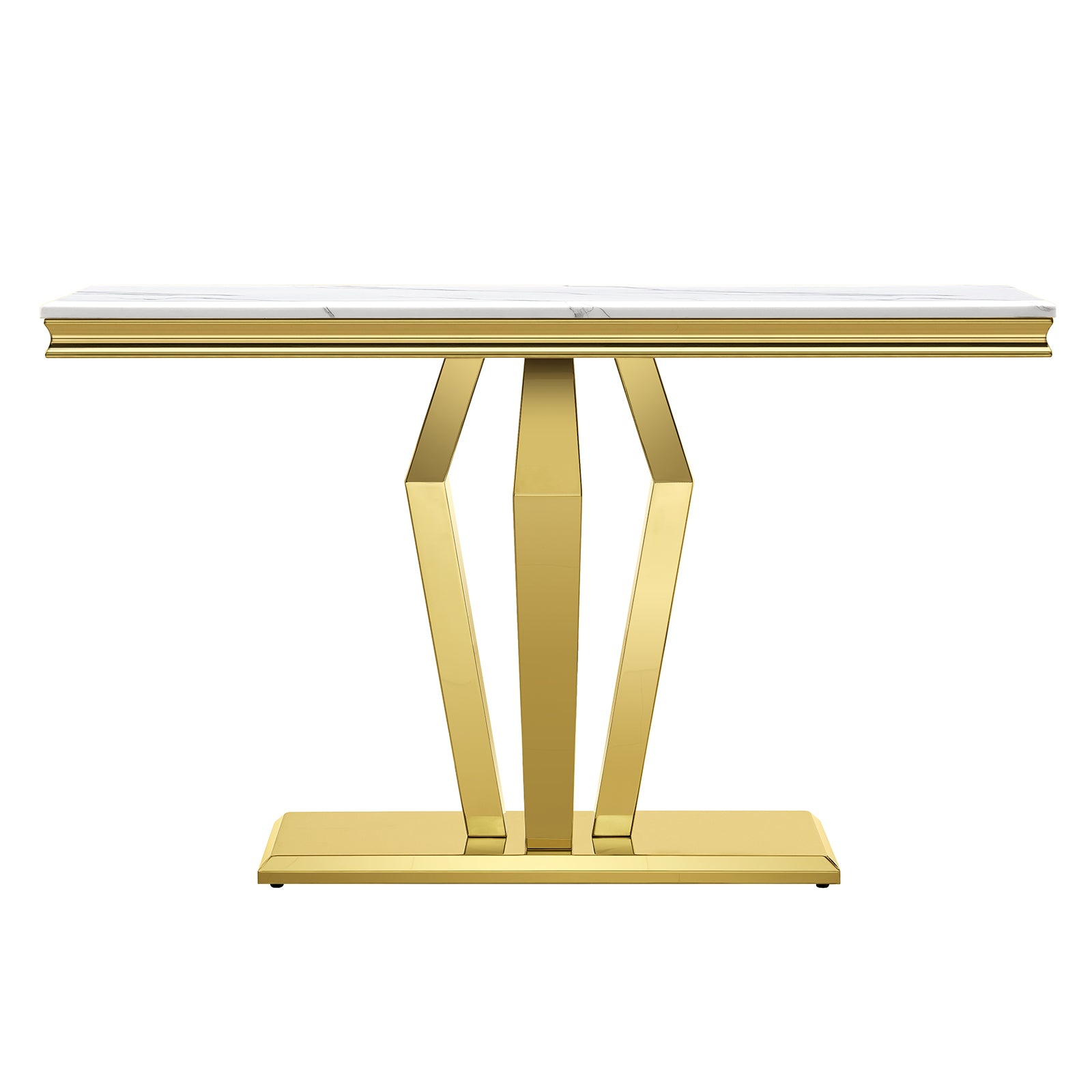 White Gold Living room table Set | Four Geometric legs  | L206