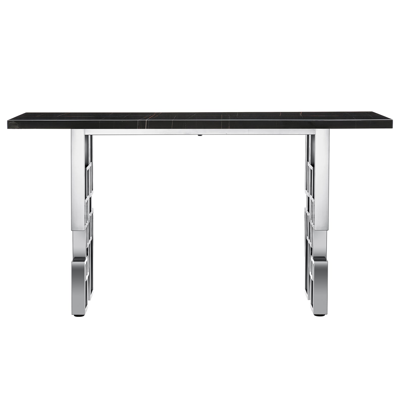 Black Silver Living room table Set | MetalGeometric Base | L218