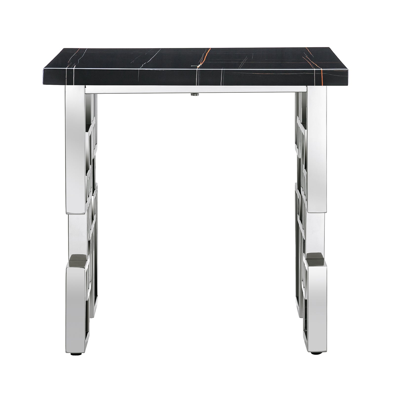 End Table with Silver Geometric Base | E419