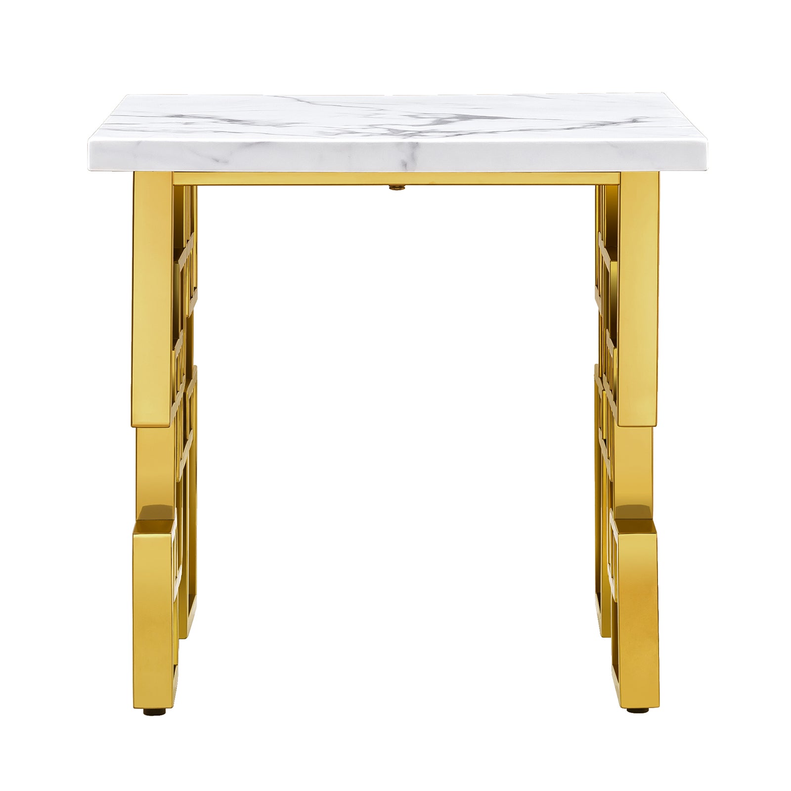 End Table with Gold Geometric Base | E418