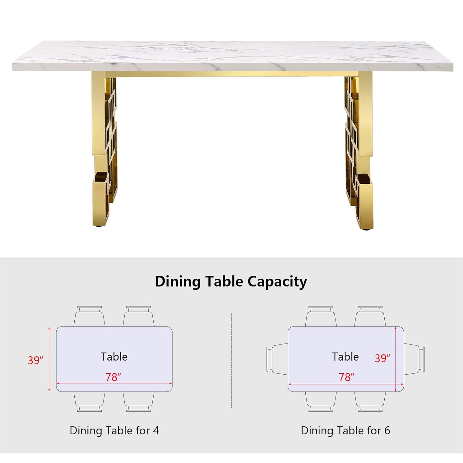 717 Set | AUZ White and Gold Dining room Sets for 6