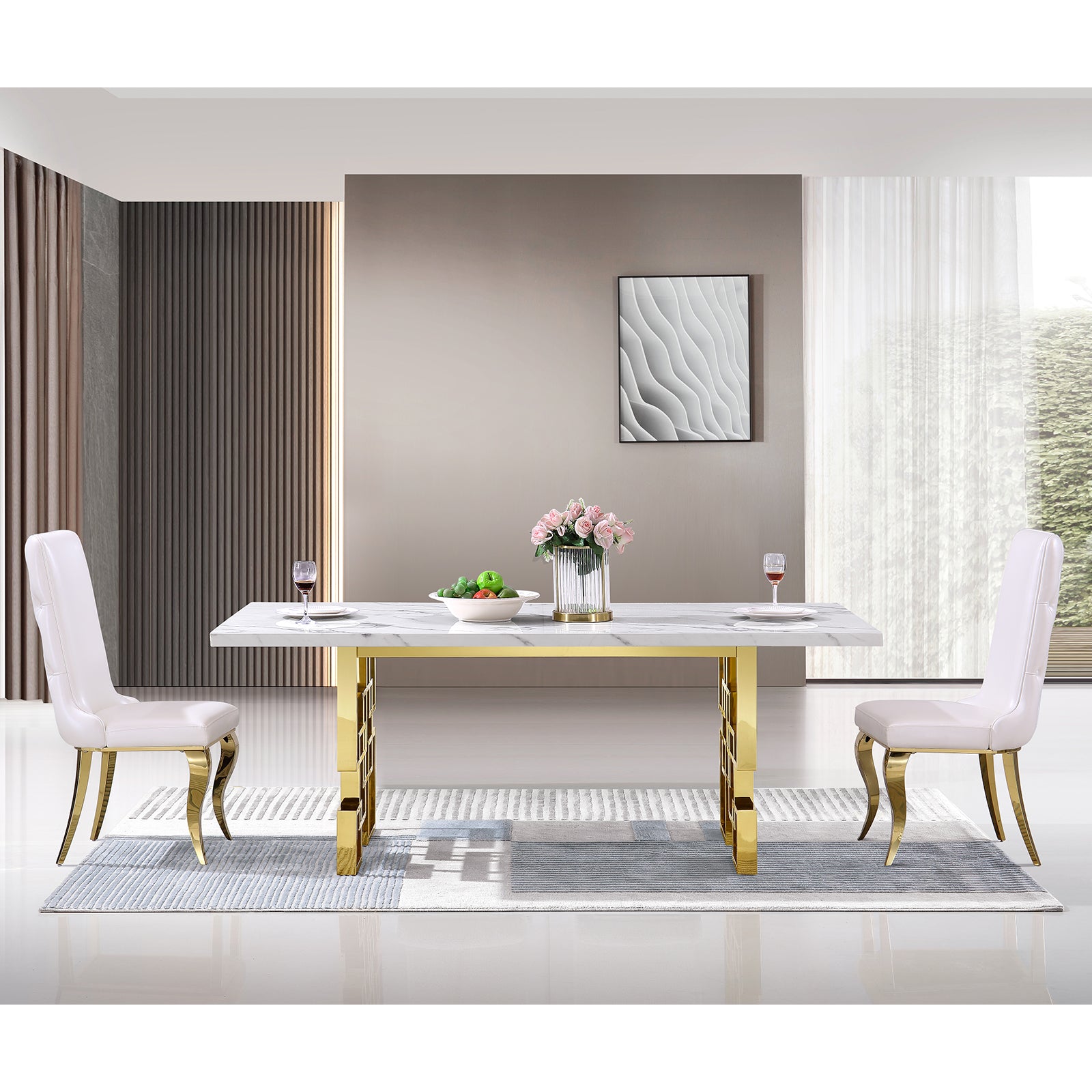 690 Set | AUZ White and Gold Dining room Sets for 6