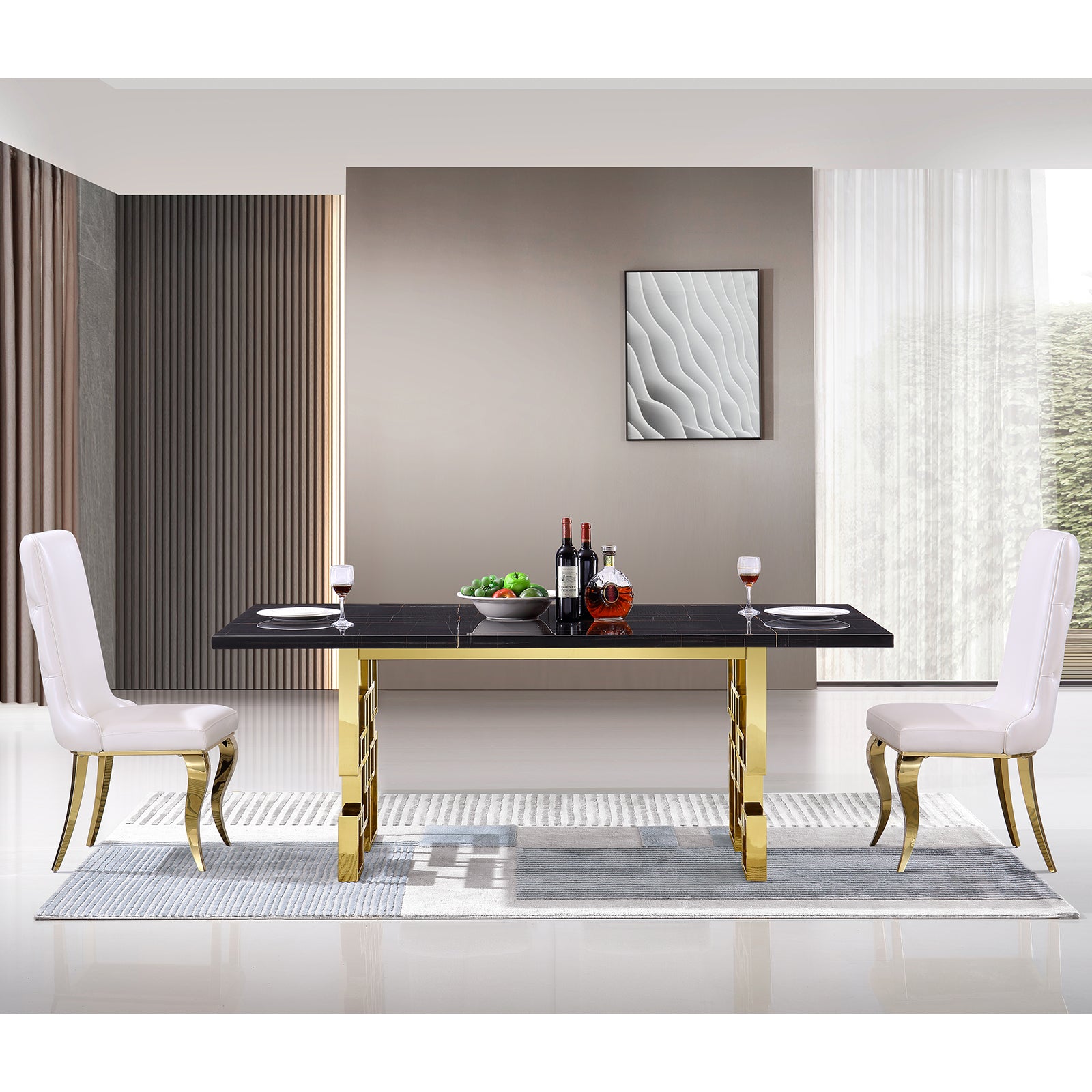 691 Set | AUZ Black and Gold Dining room Sets for 6