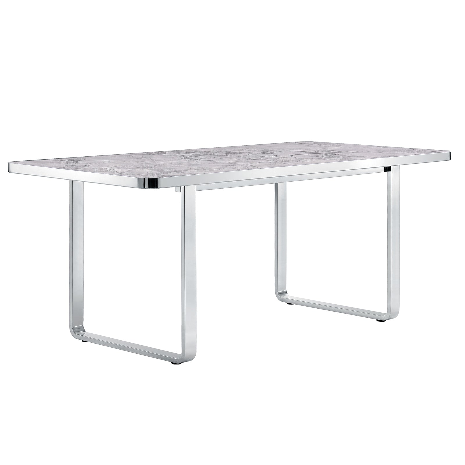 Stone dining table | 70.9'' Gray Rectangle Top | Metal U Base | T202