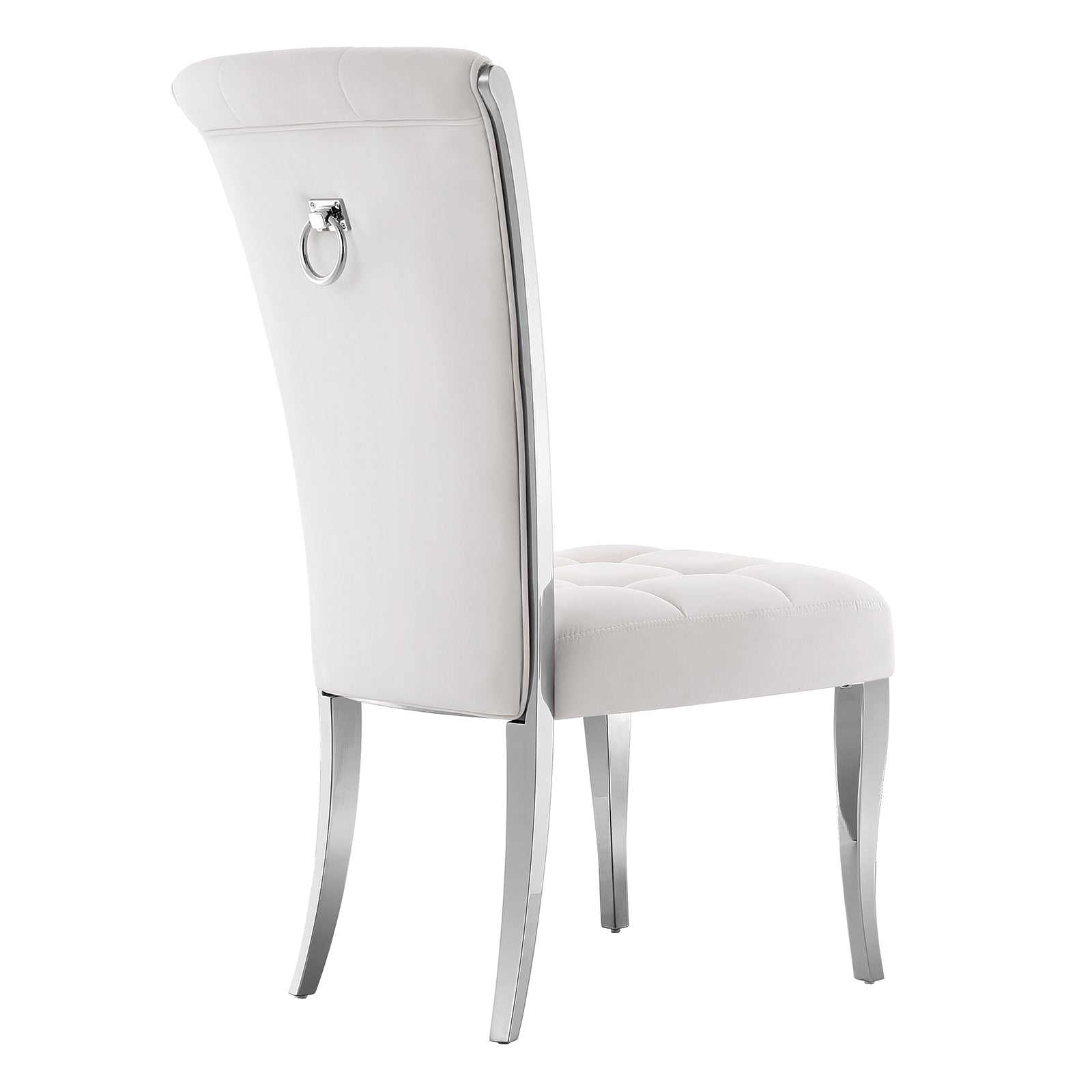 White Velvet Dining Chairs | Geometric square back| Metal legs| C150