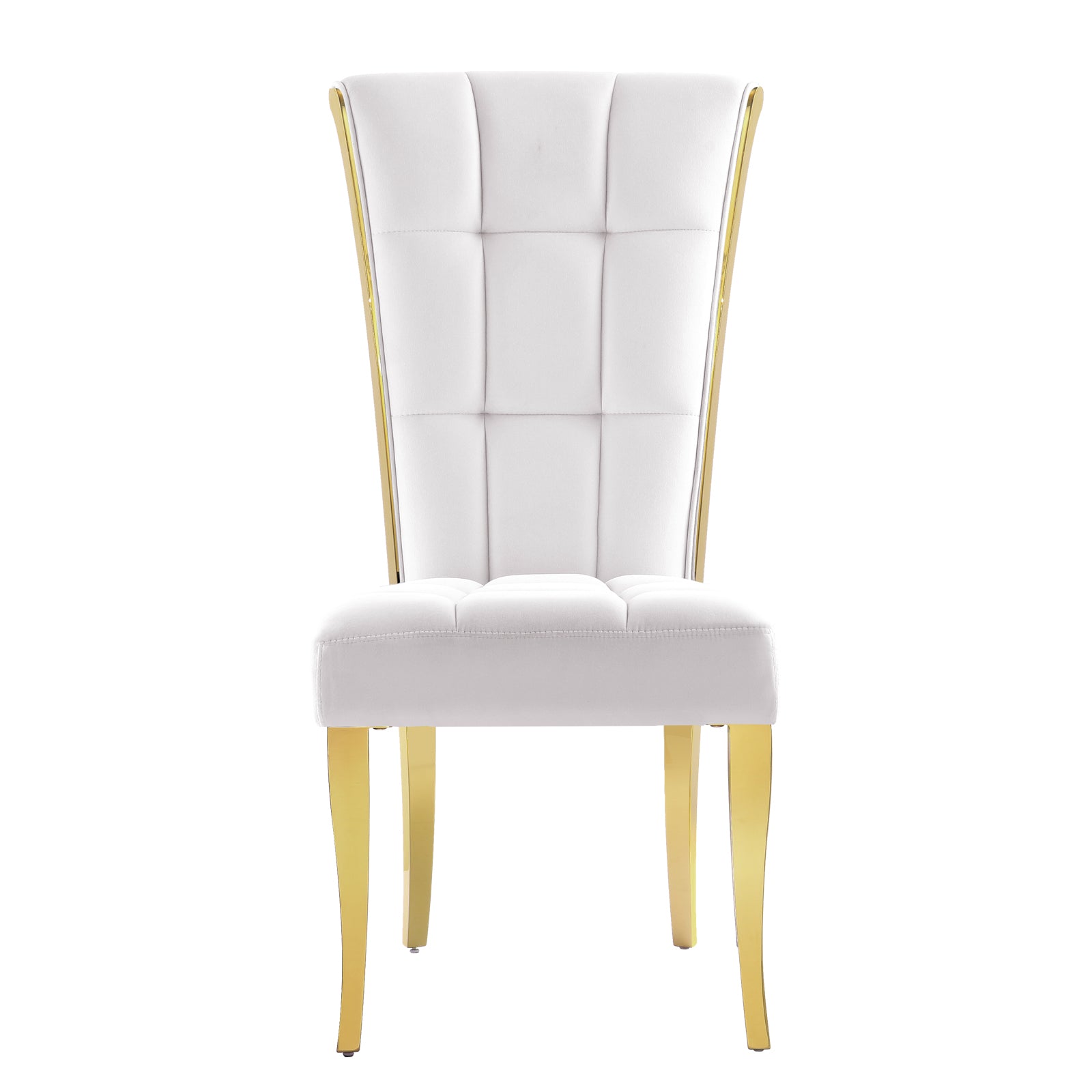 White Velvet Dining Chairs | Geometric square back| Metal legs| C175