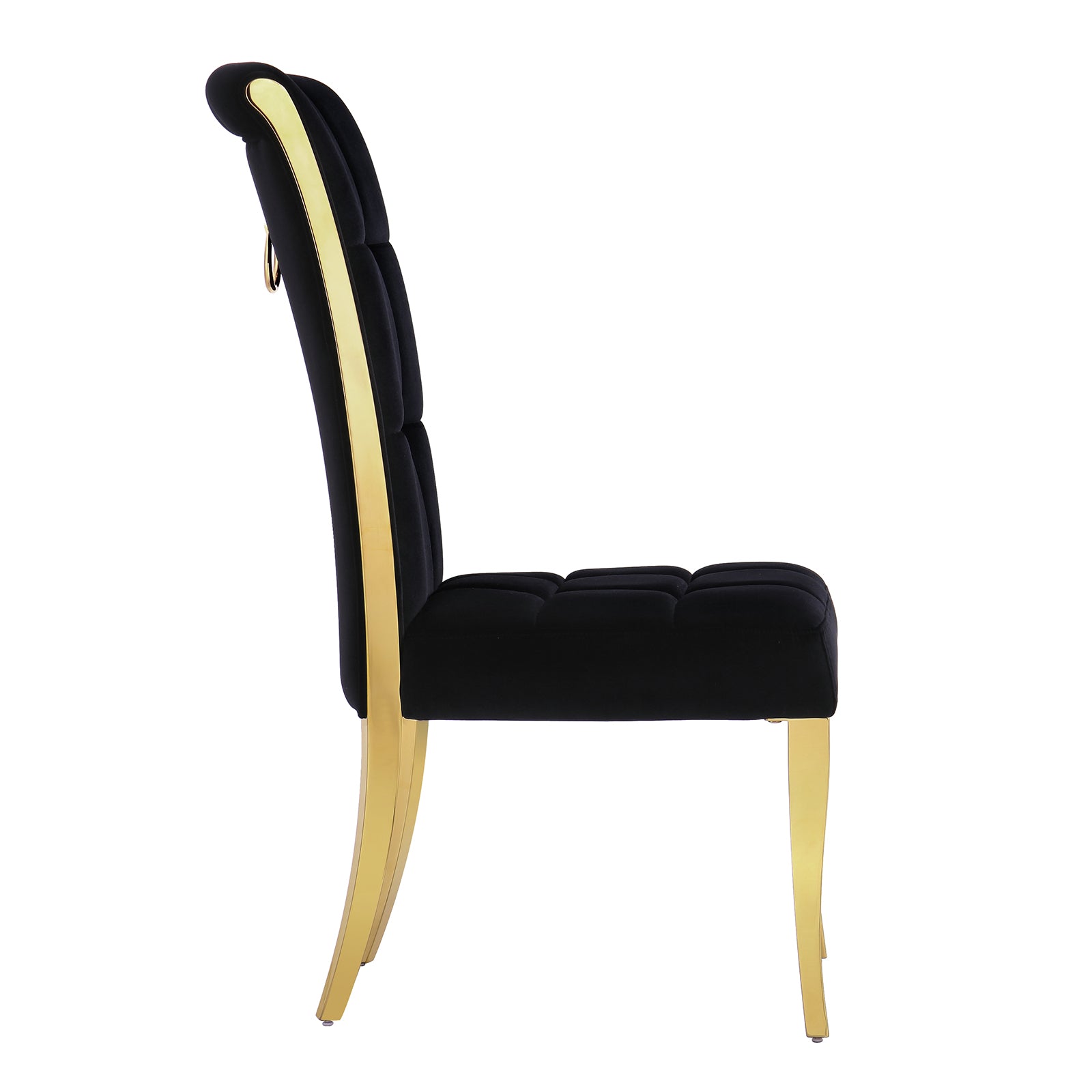 Black Velvet Dining Chairs | Geometric square back| Metal legs| C149