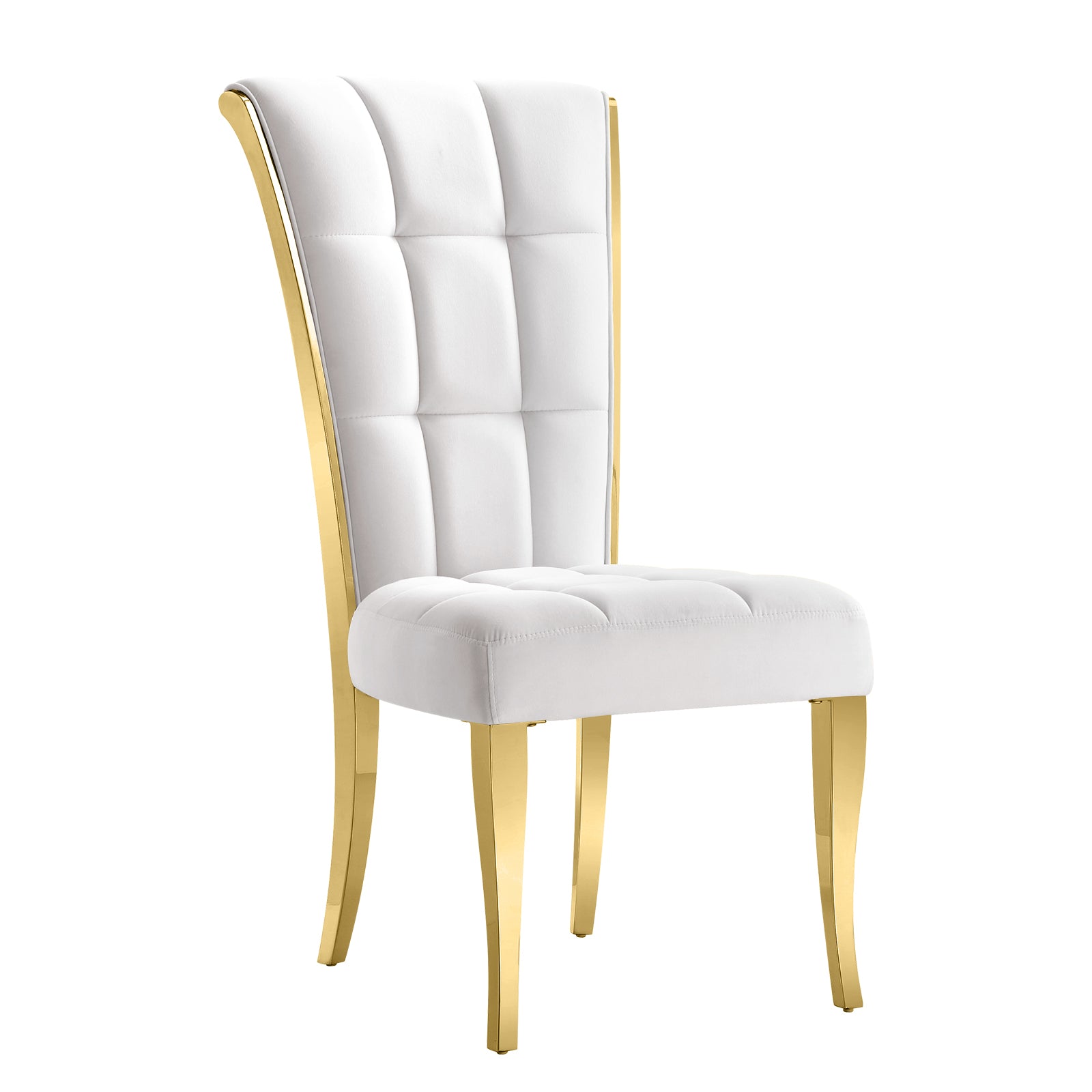 White Velvet Dining Chairs | Geometric square back| Metal legs| C175