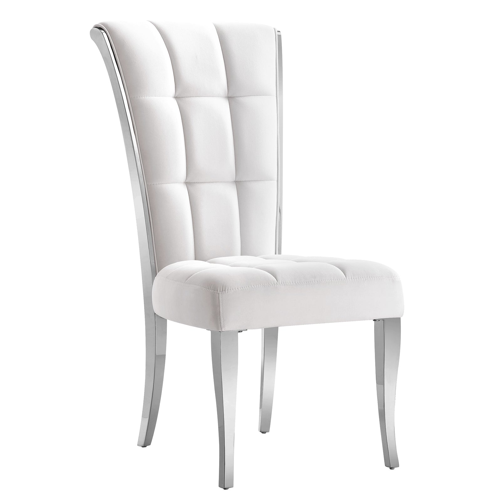 White Velvet Dining Chairs | Geometric square back| Metal legs| C150