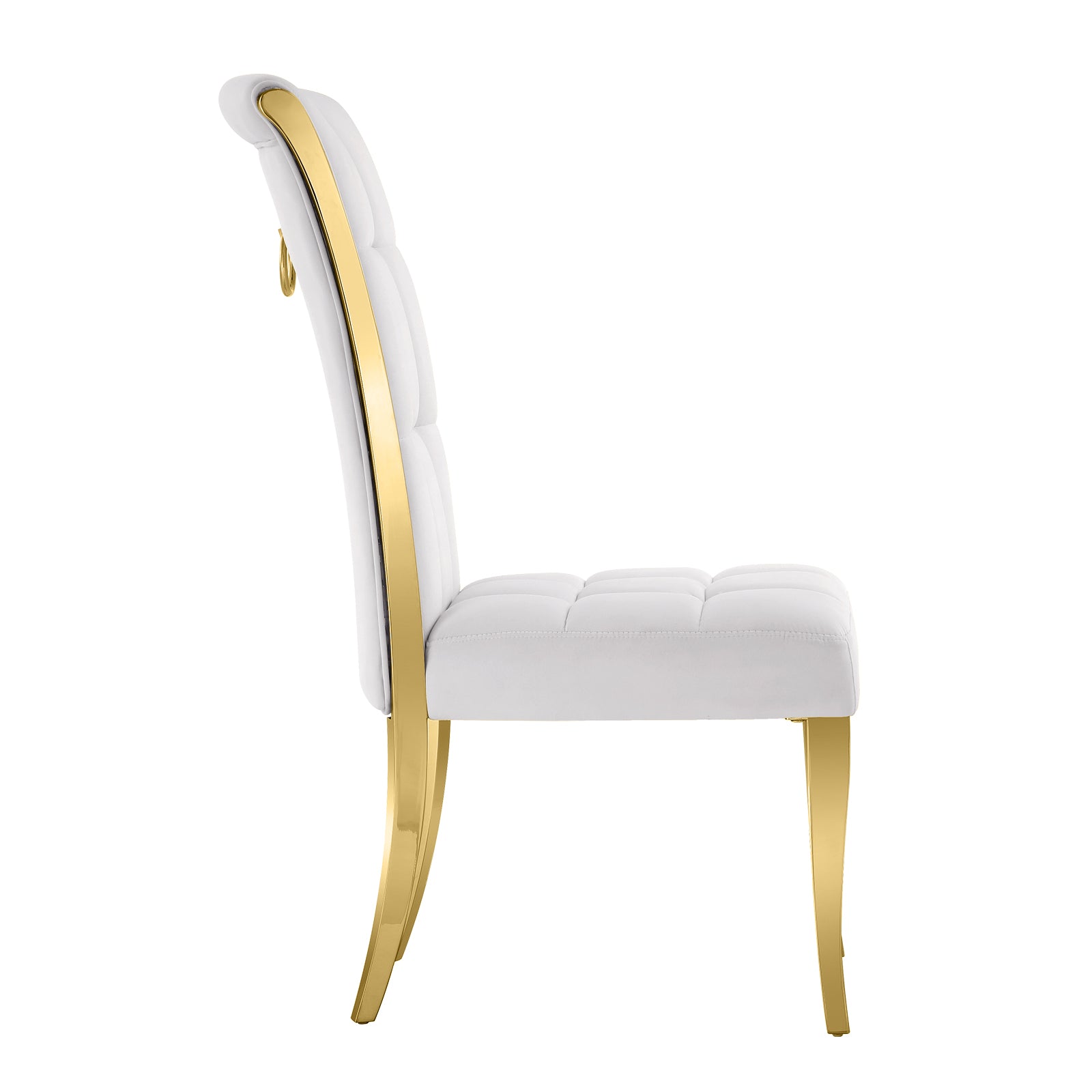 White Velvet Dining Chairs | Geometric square back| Metal legs| C175