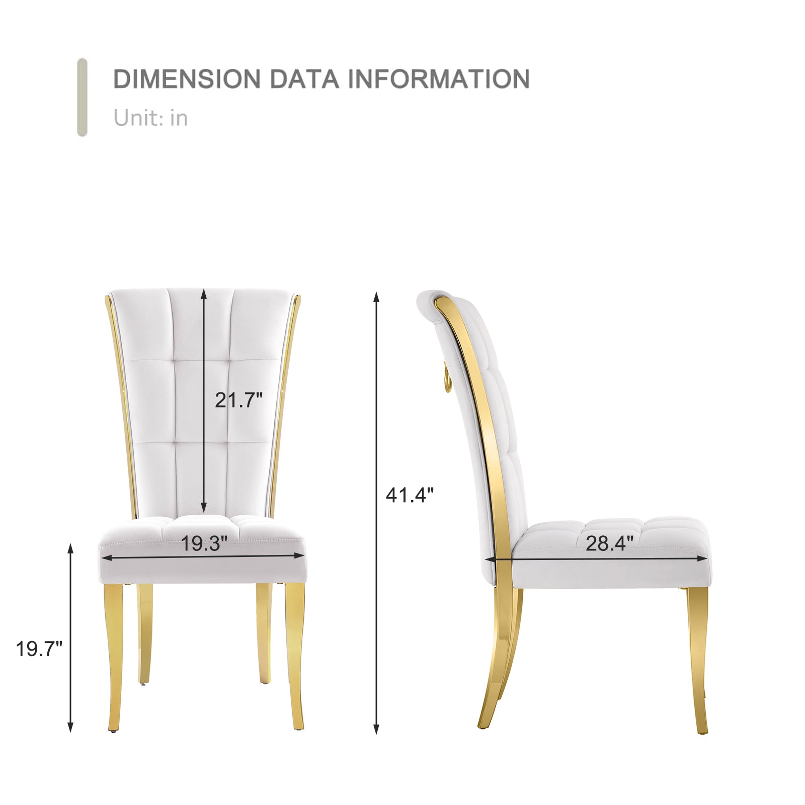 White Velvet Dining Chairs | Geometric square back| Metal legs| C175