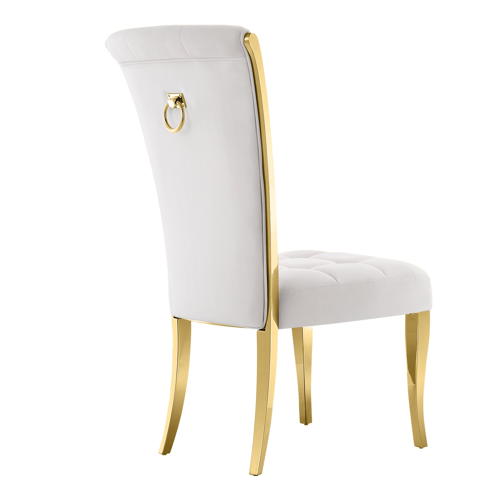 White Velvet Dining Chairs | Geometric square back| Metal legs| C175