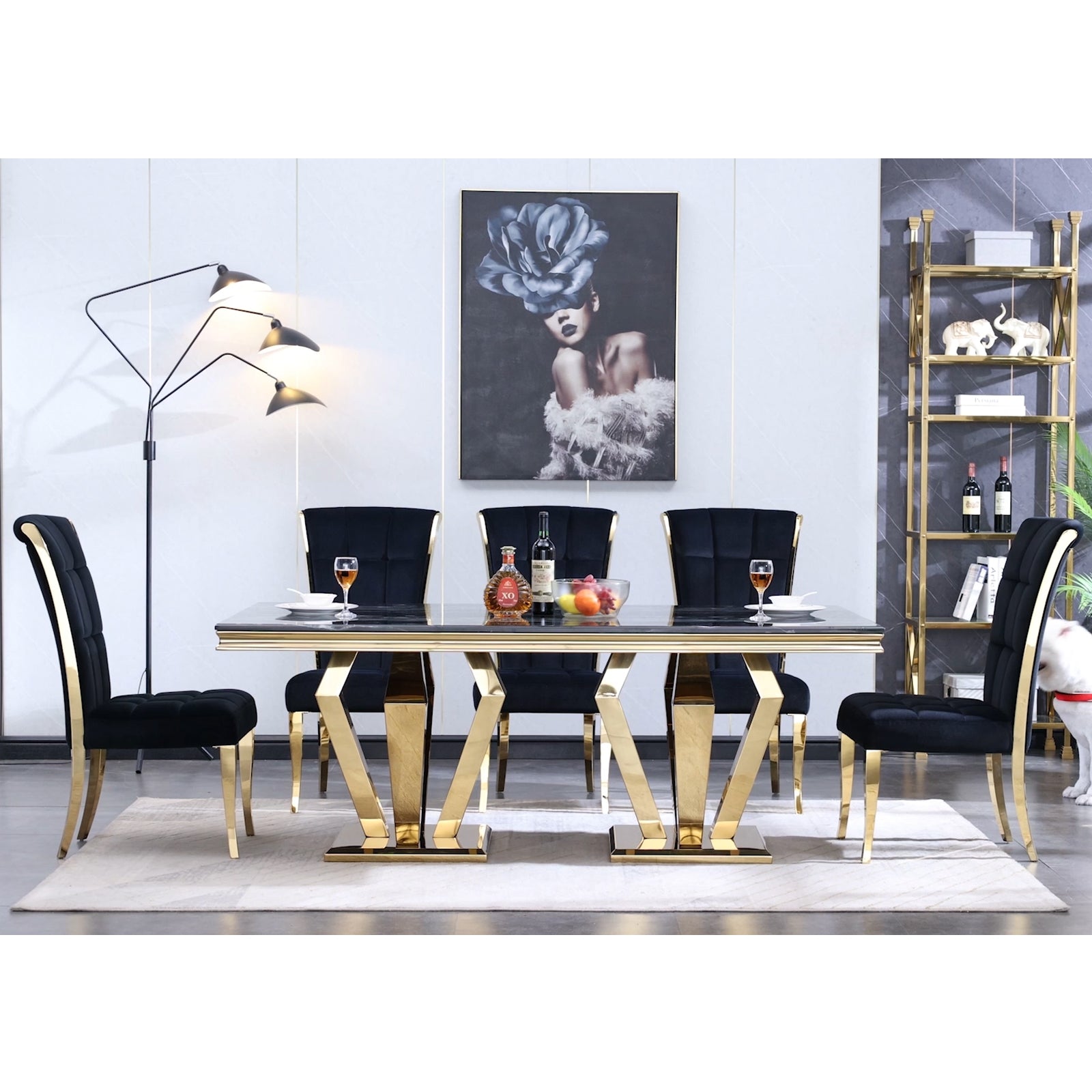 614-Set | AUZ Black and Gold Dining room Sets for 6