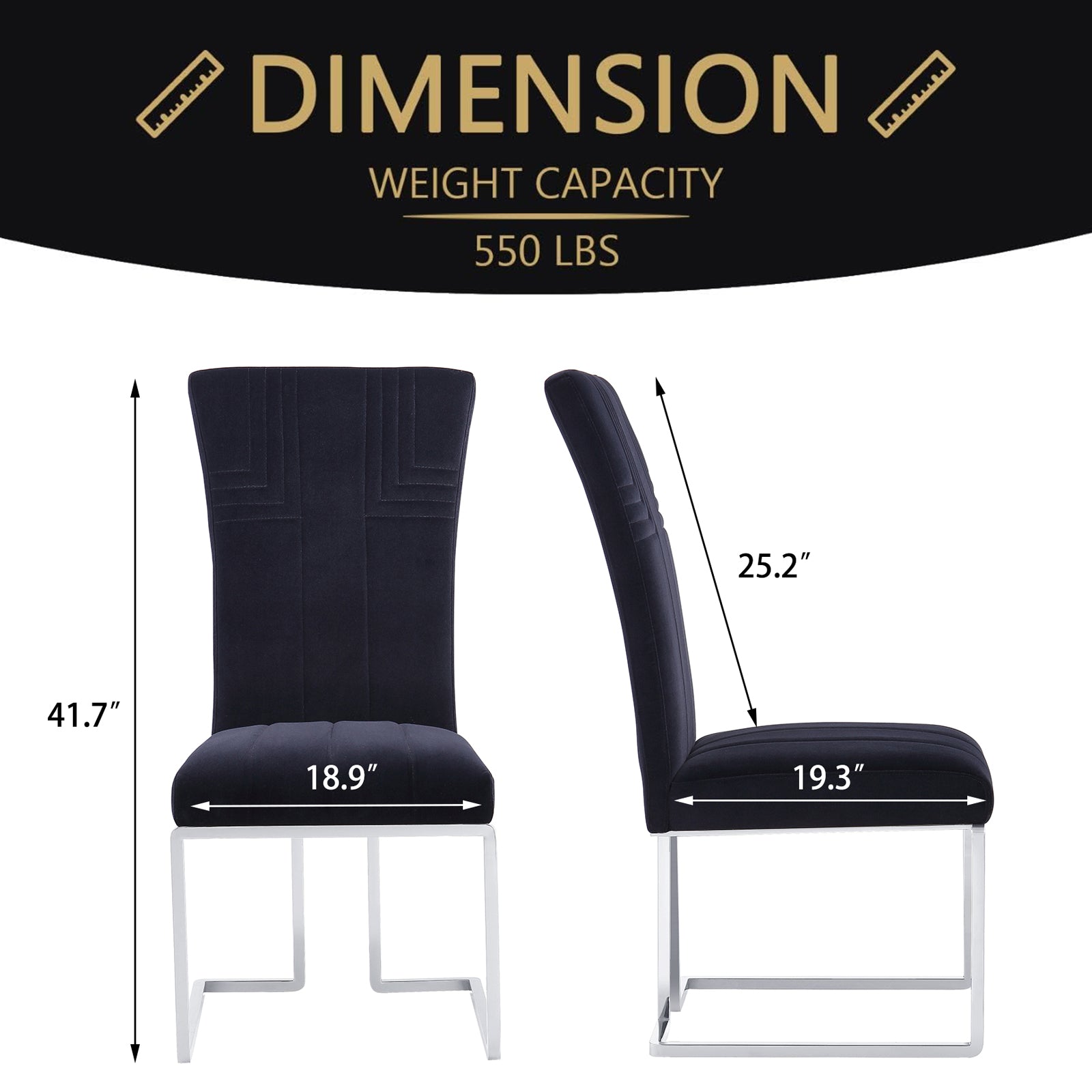 Black Velvet dining chairs | Metal Sled Base| C121