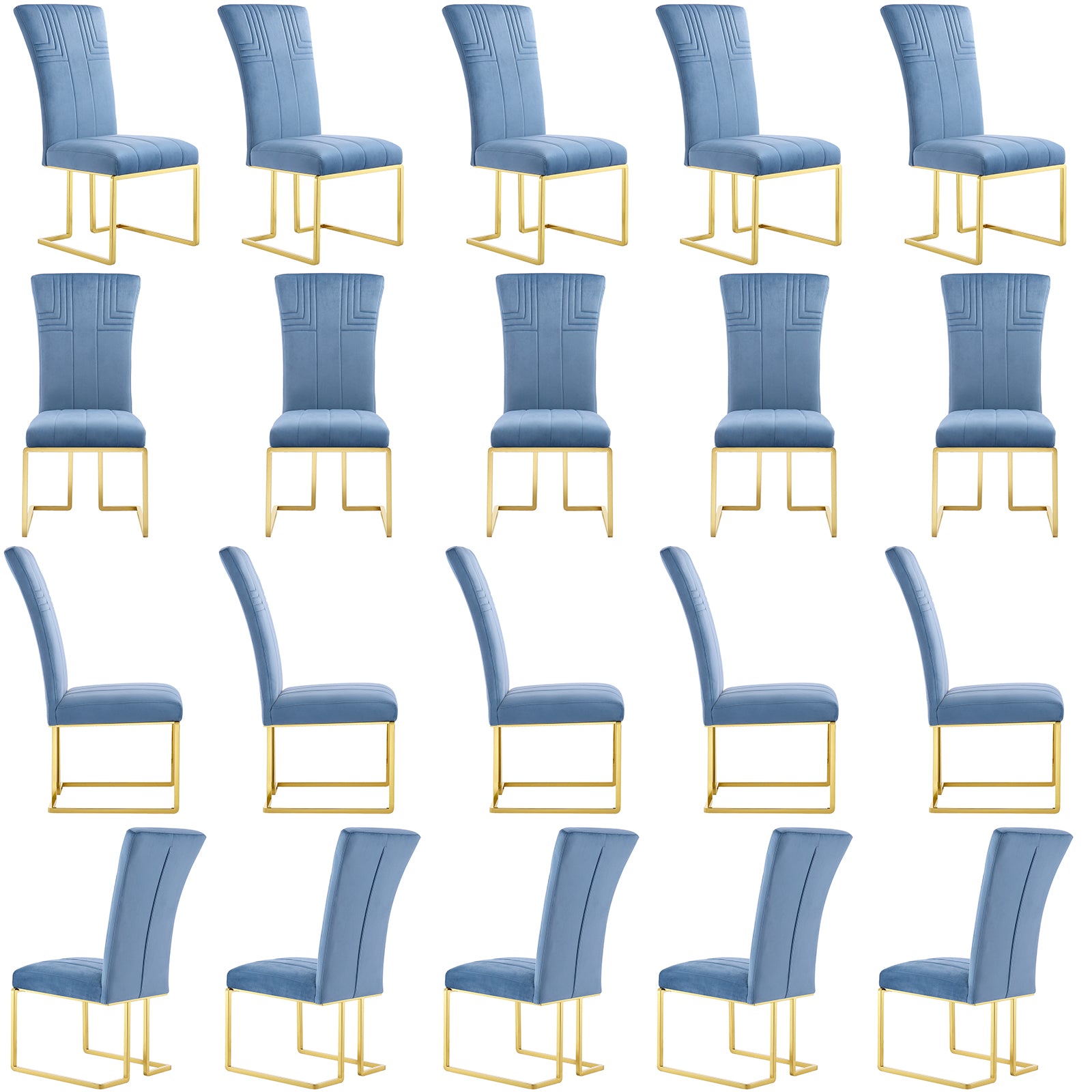 Wholesale  Sky Blue Velvet Upholstered Dining Chairs