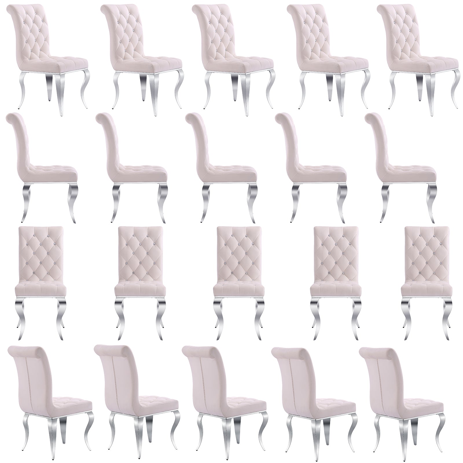 Wholesale White silver Velvet Dining Chairs