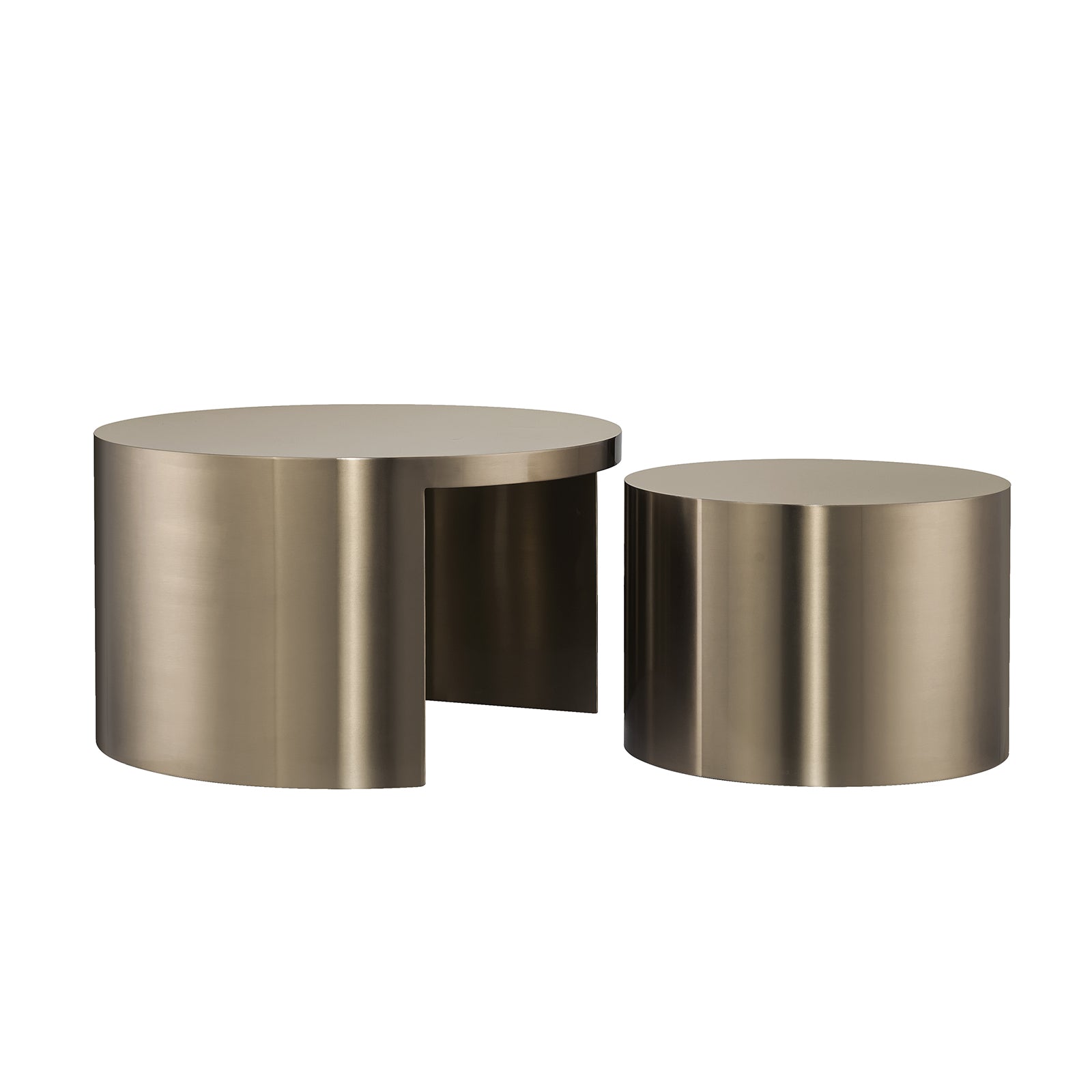 Nesting Round Coffee Table with Gold-Brushed Textured , Set of 2  | F320
