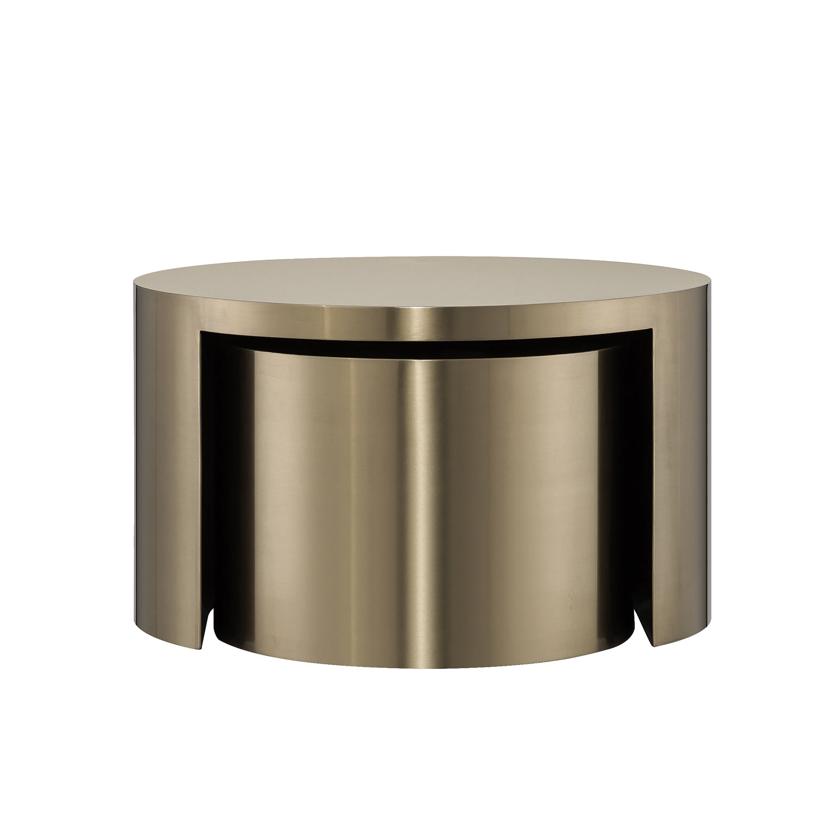 Nesting Round Coffee Table with Gold-Brushed Textured , Set of 2  | F320