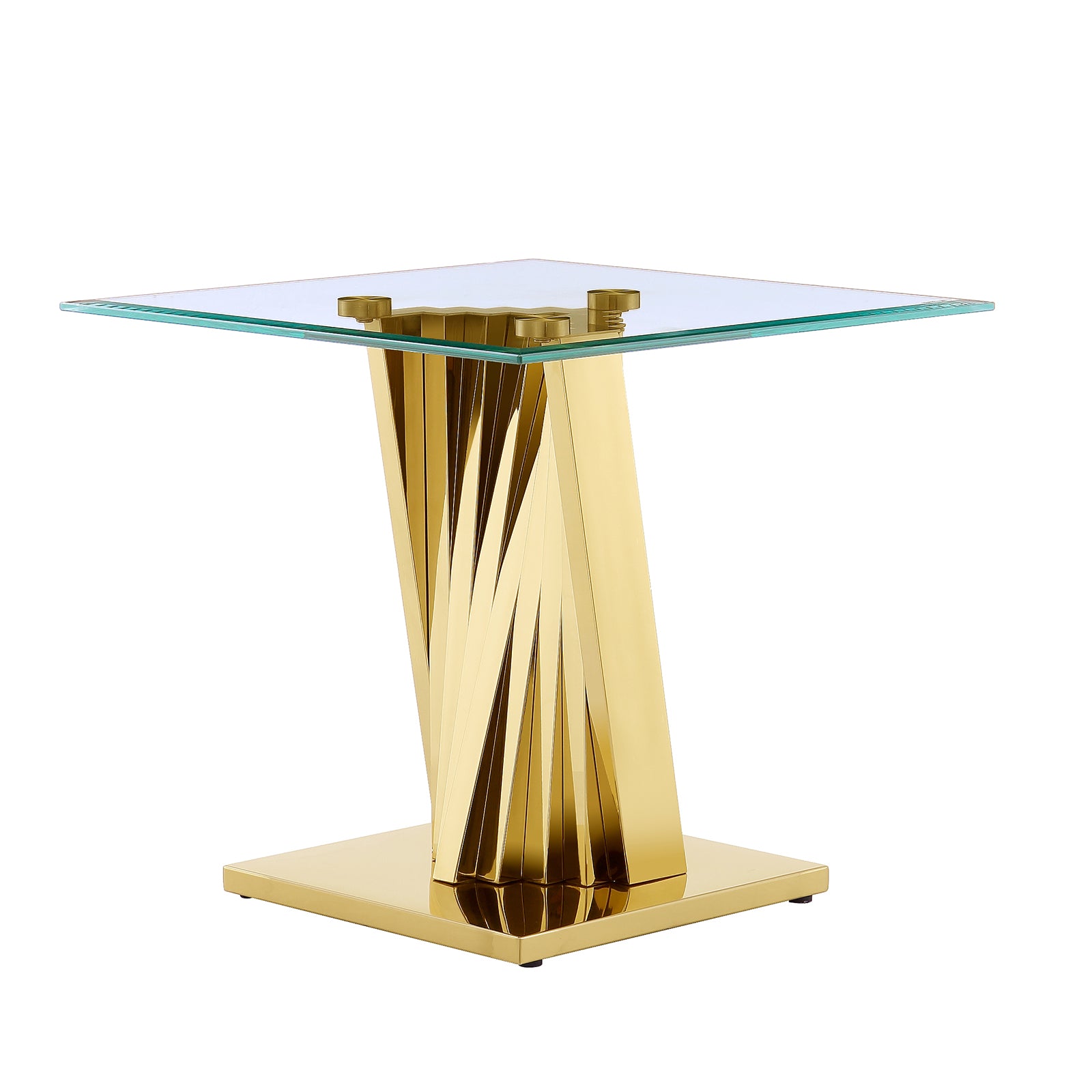 Gold Glass living room table set | Metal Scalloped Legs | L219