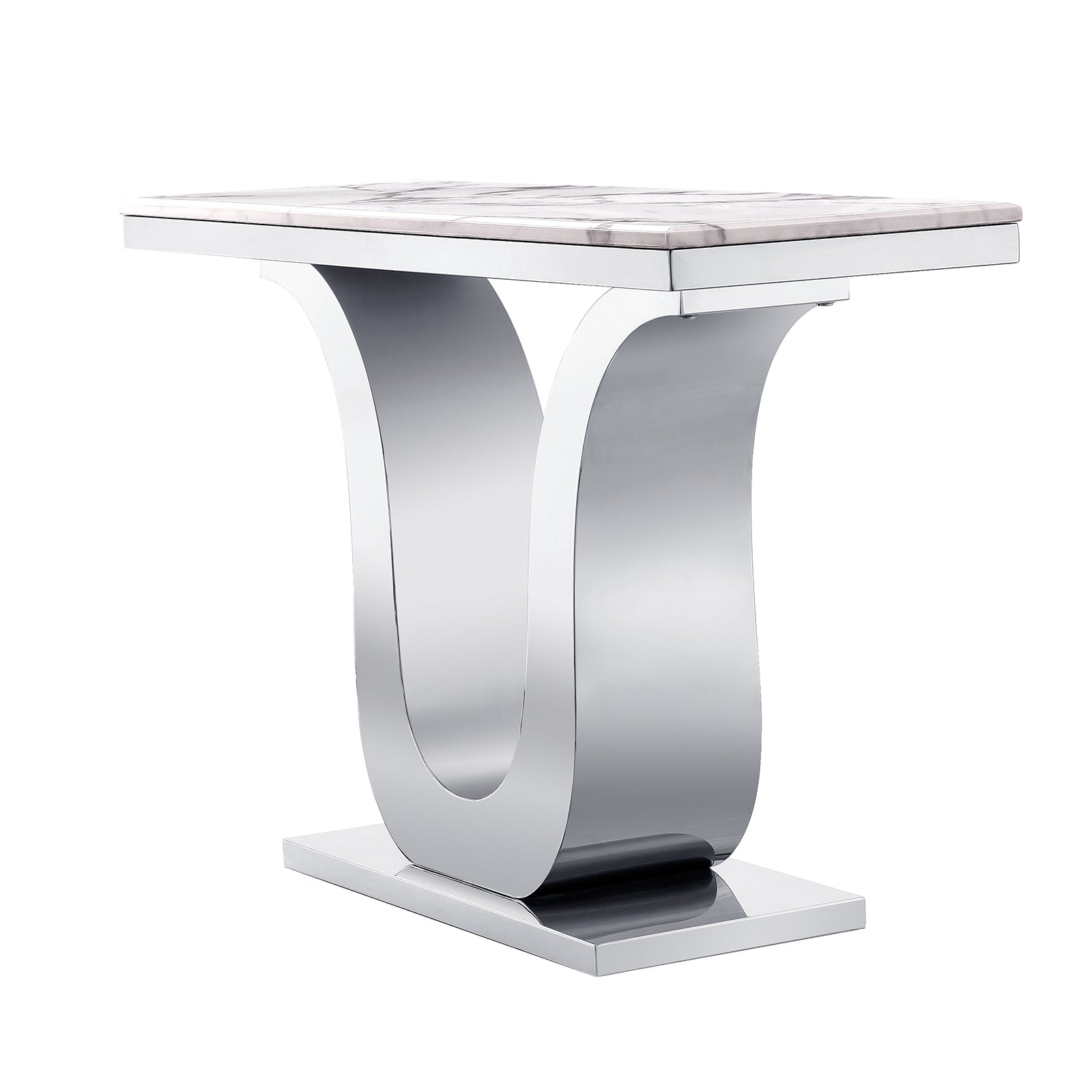 White Gray Sofa table with Metal U Base| S504