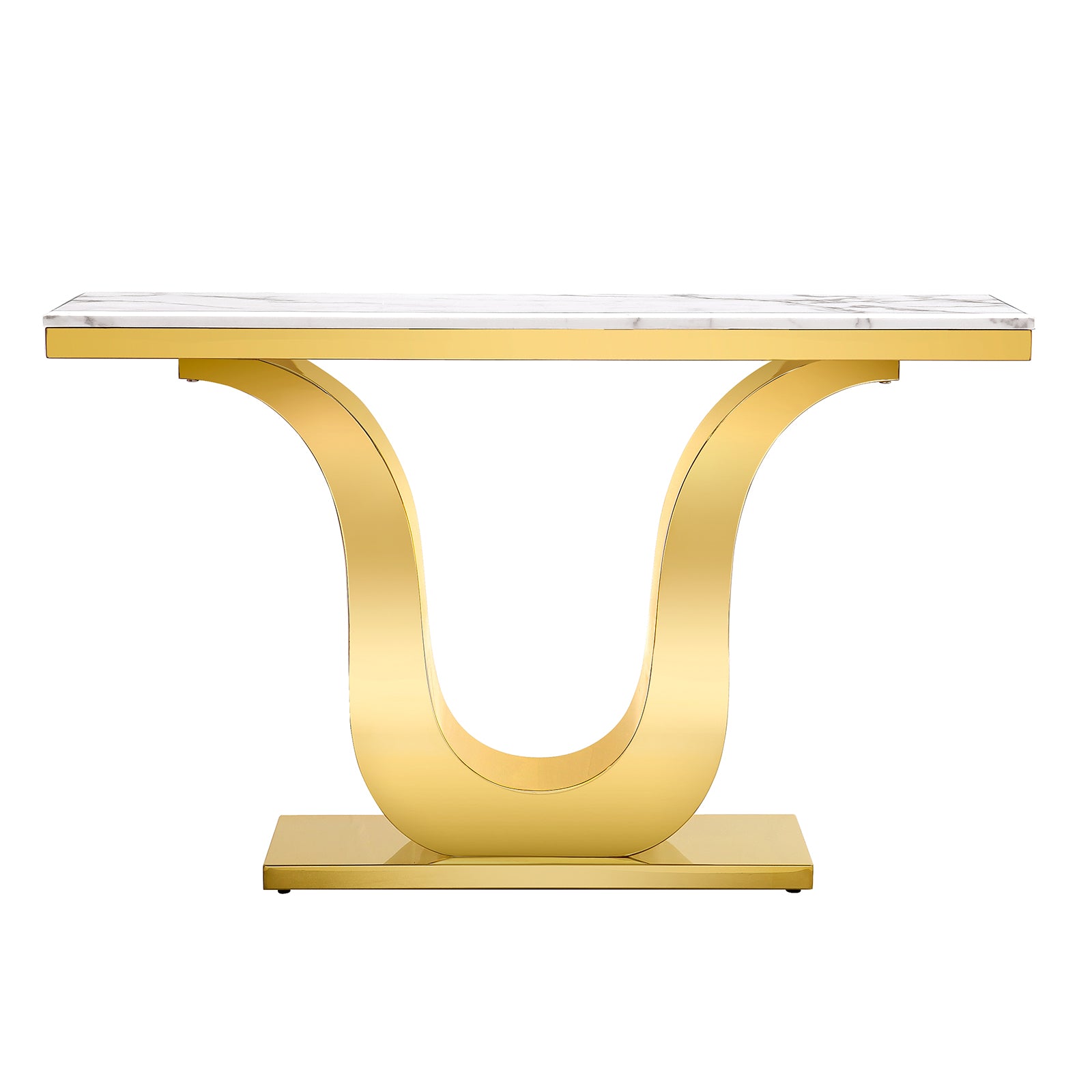 White Gold Sofa table with Metal U Base| S503