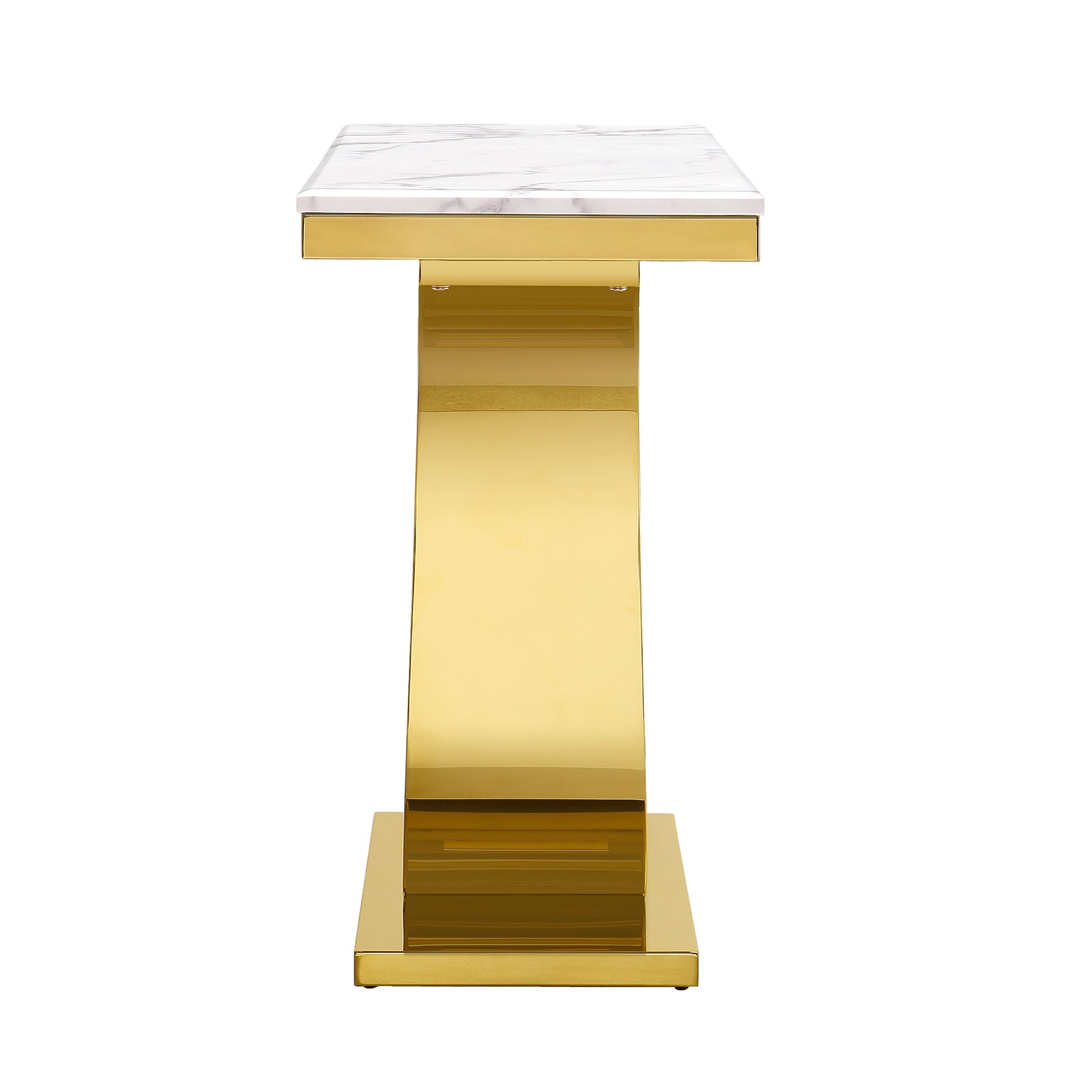 White Gold Sofa table with Metal U Base| S503