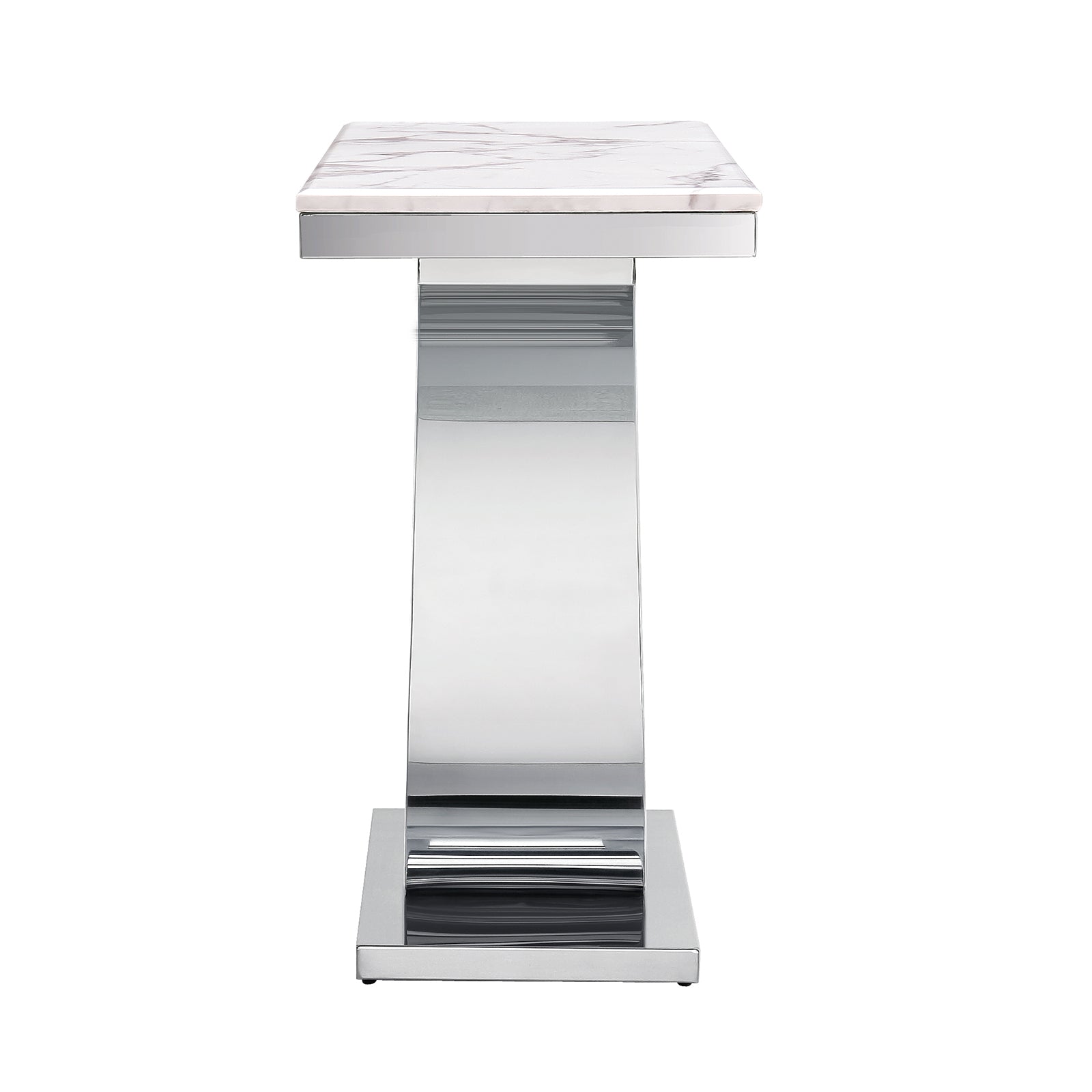 White Gray Sofa table with Metal U Base| S504
