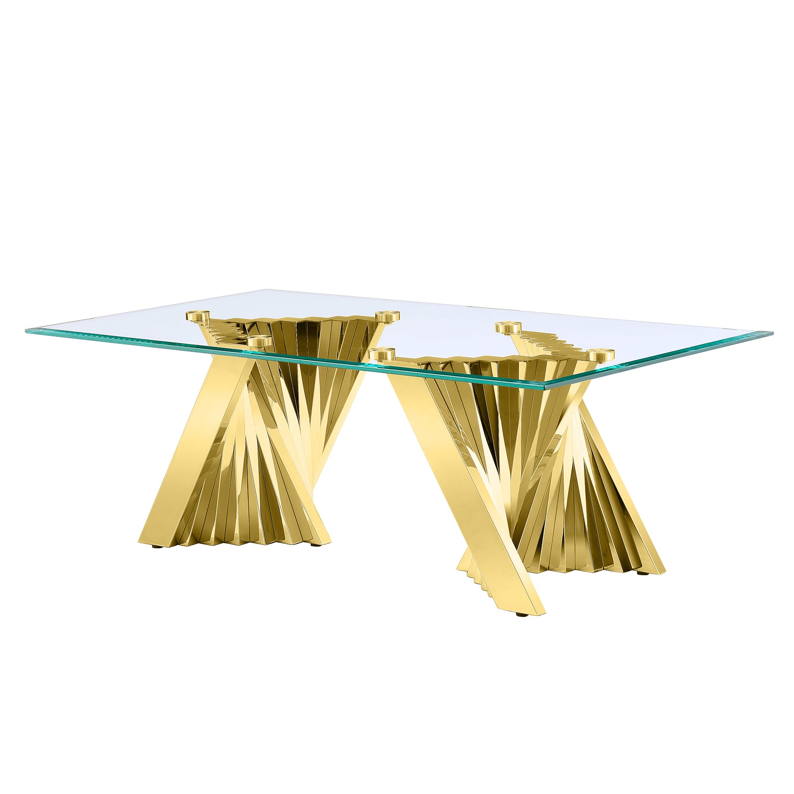 Glass Coffee Tables with Gold Metal Scalloped Legs | F311