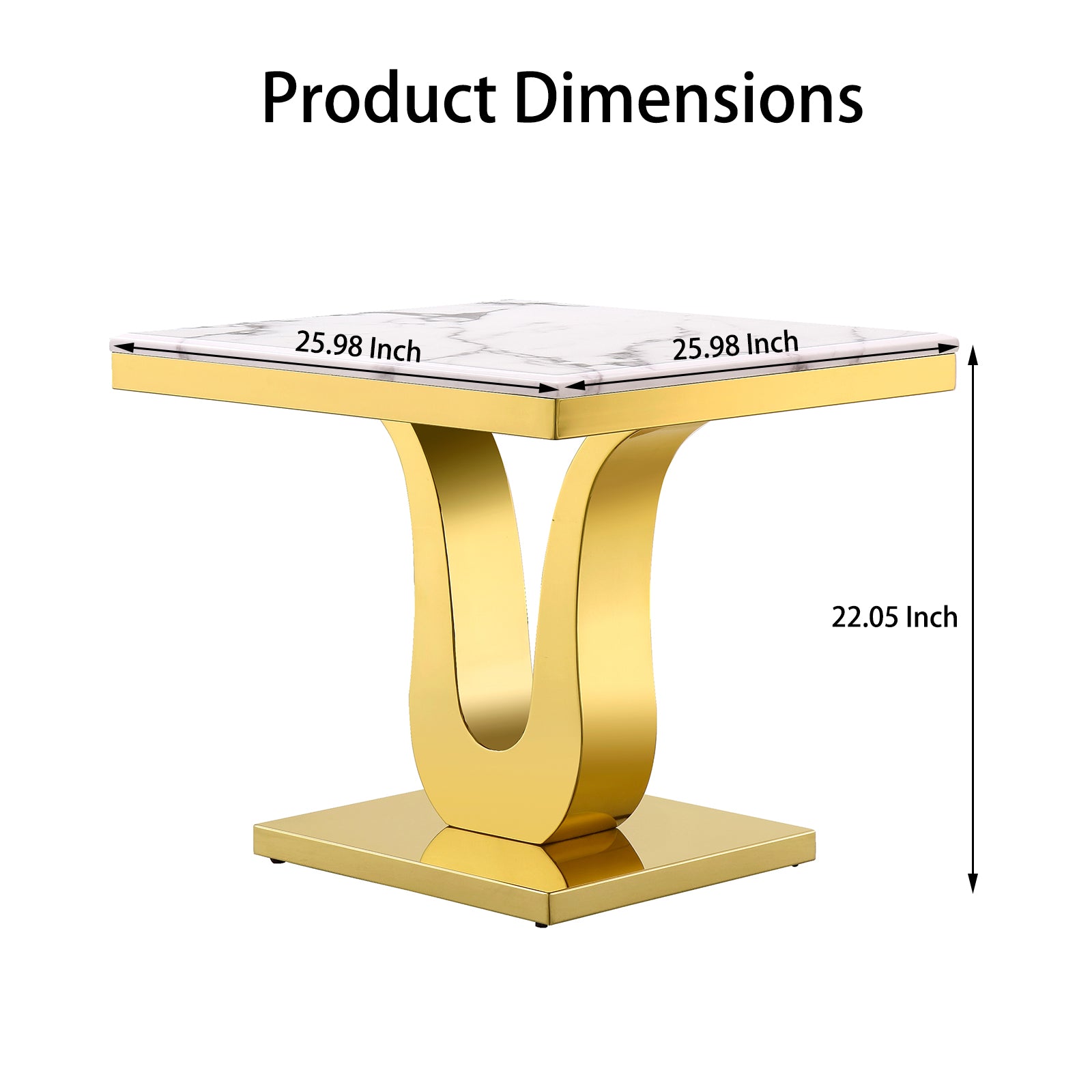 White gold end table with Metal U Base | E406
