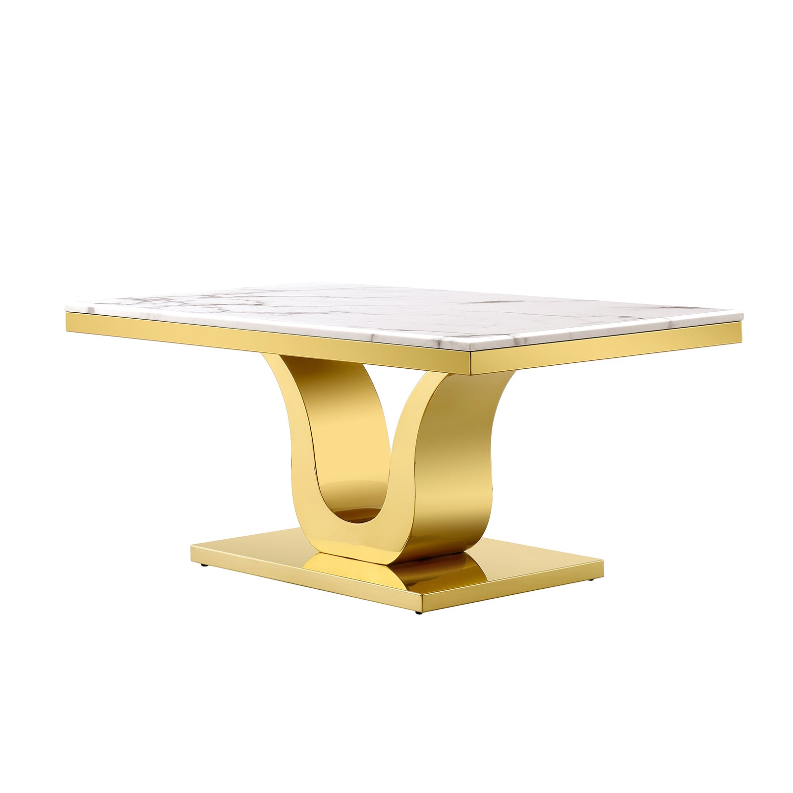 White and Gold Living room table Set | Metal U Base | L212