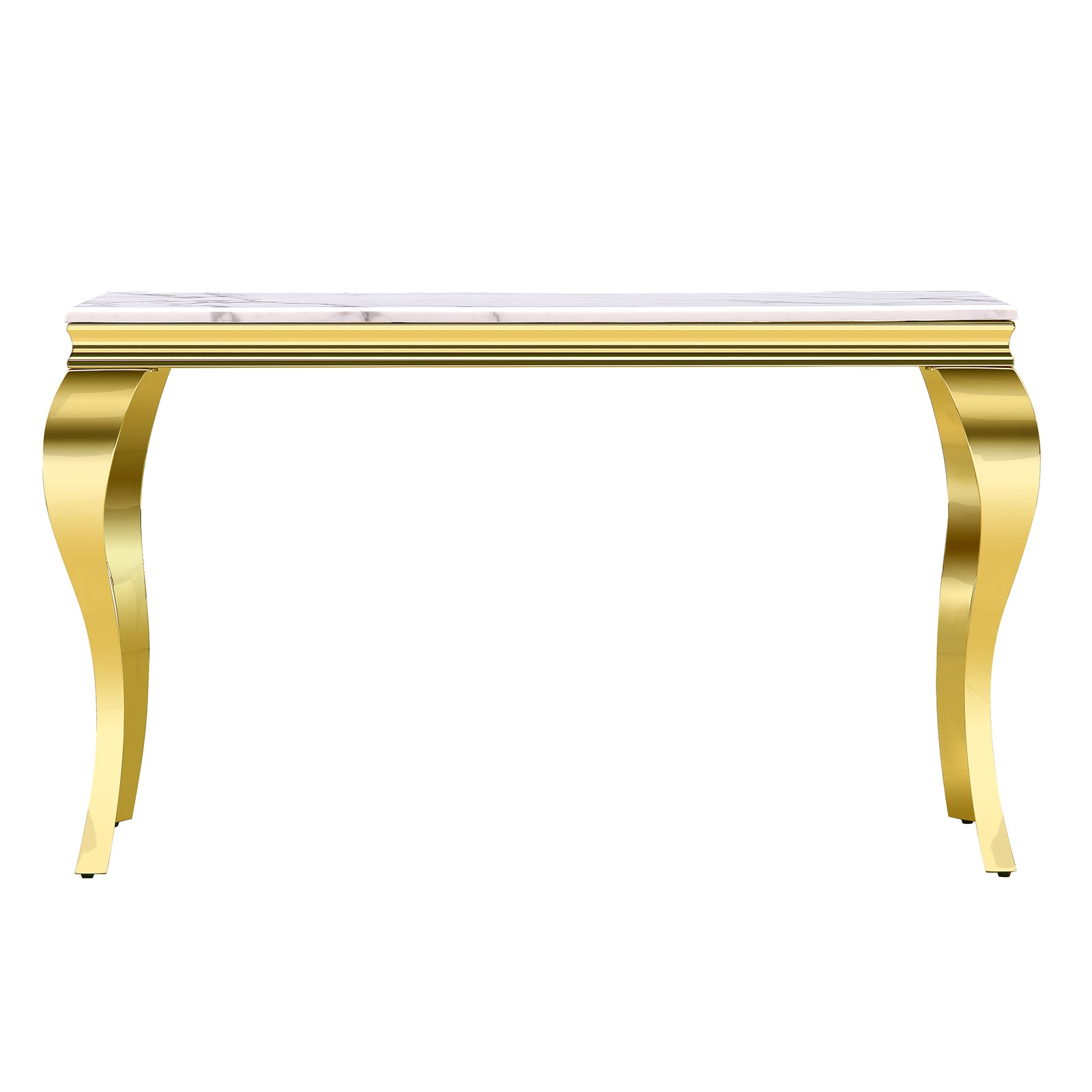 White Gold Sofa Table with White Stainless Steel Legs | S512