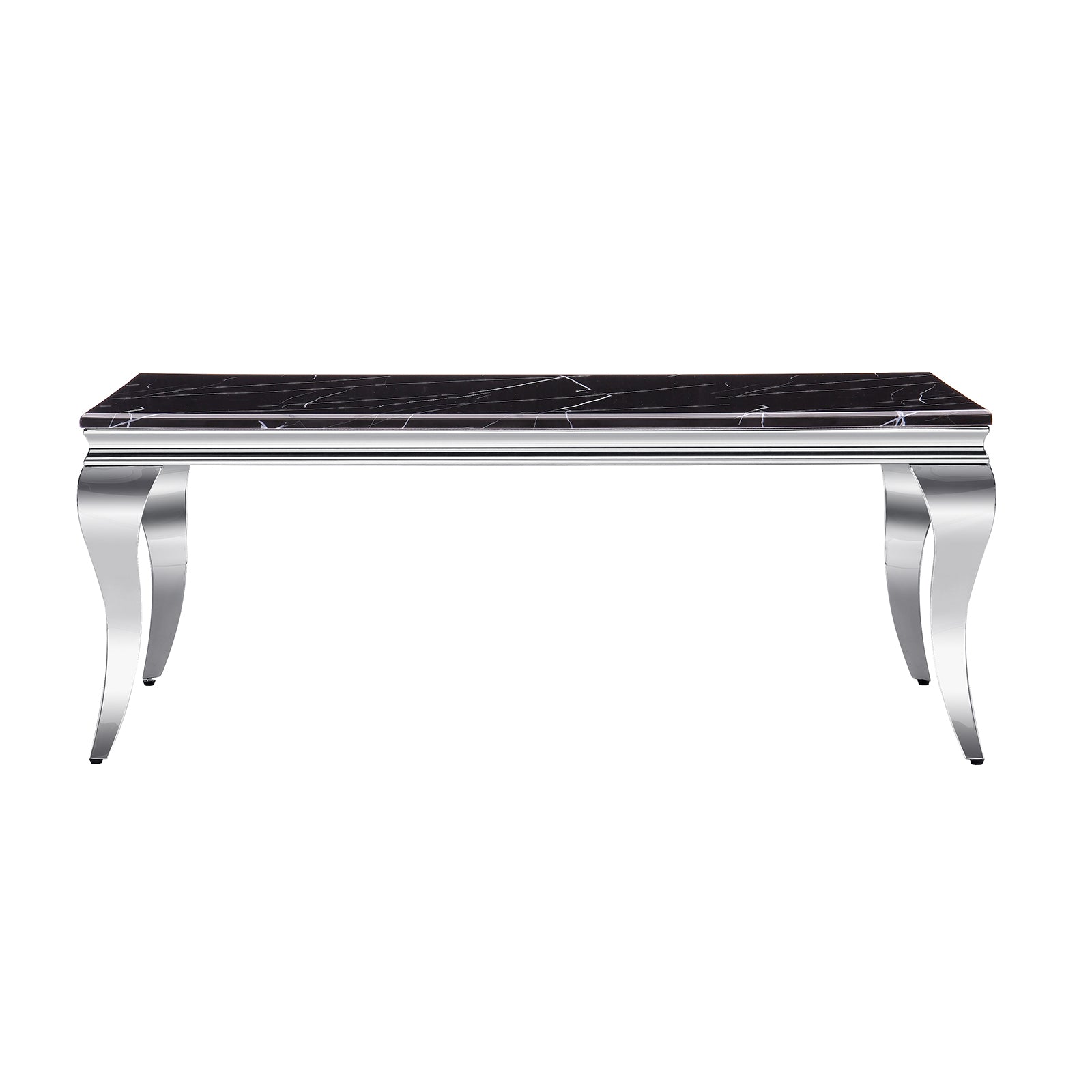 Black Coffee Table with Silver Cabriole Legs | F317