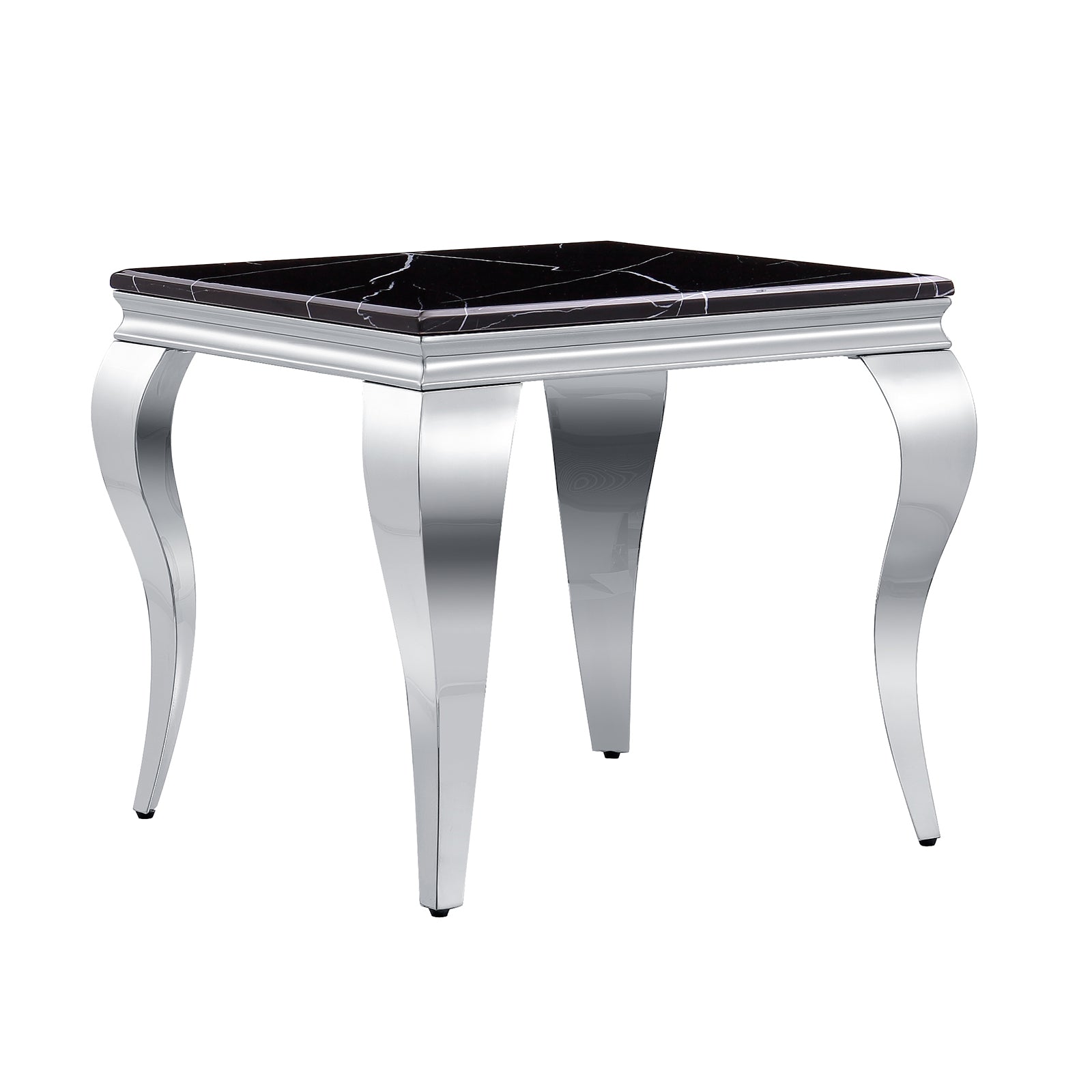 Black End Table with Stainless Steel Legs | E410
