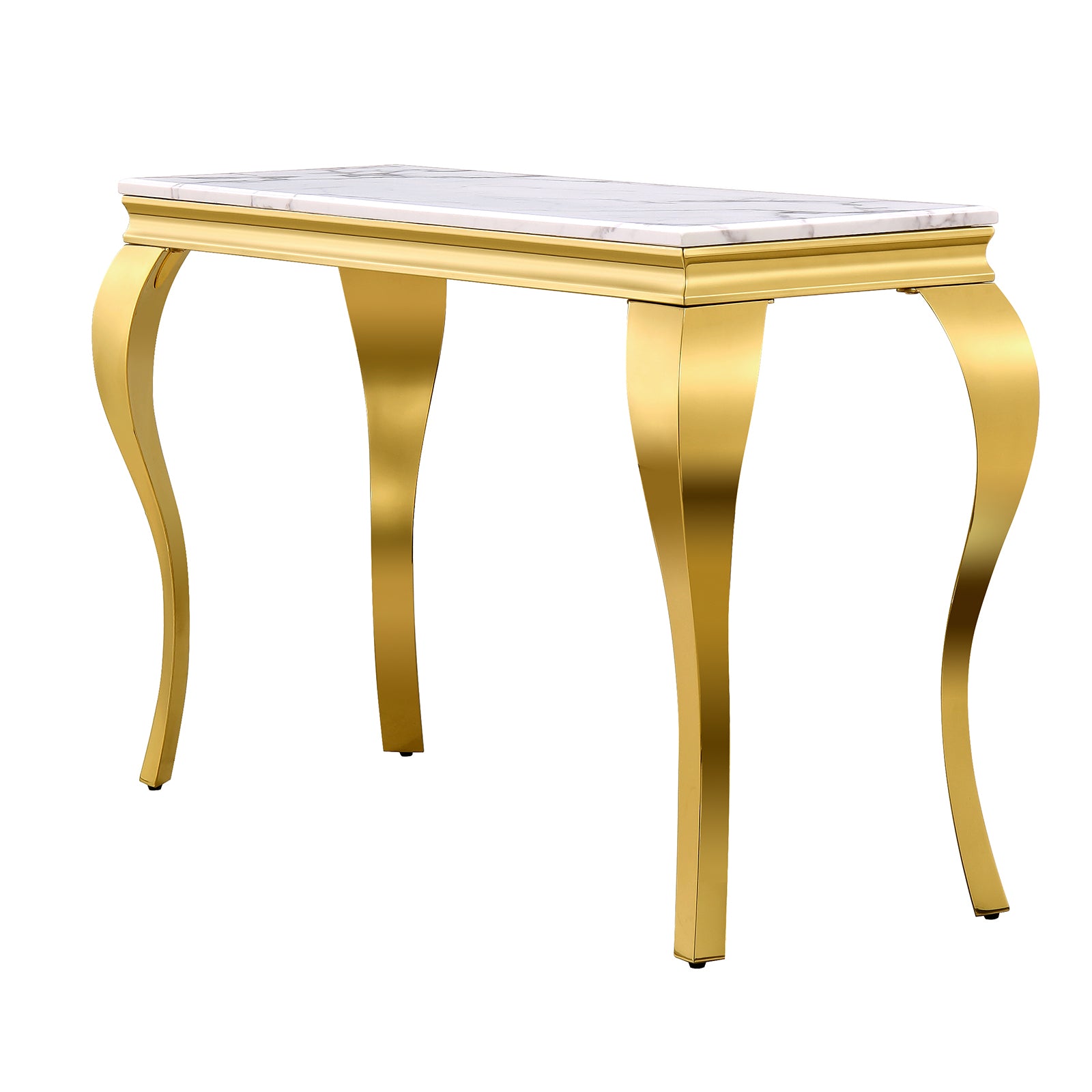 White Gold Sofa Table with White Stainless Steel Legs | S512