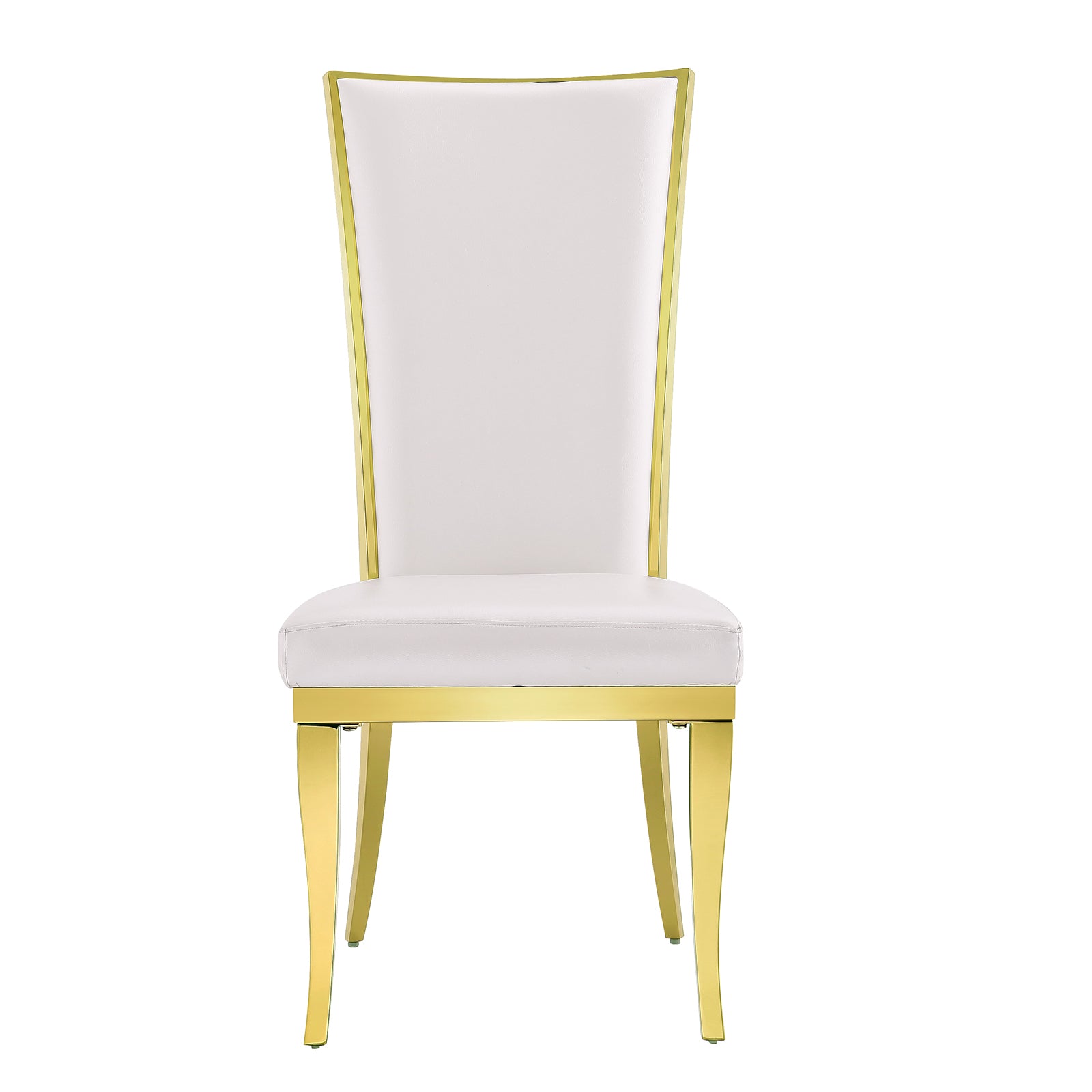 White Leather Dining Chairs | Hand-stitched diamond High Back | C152