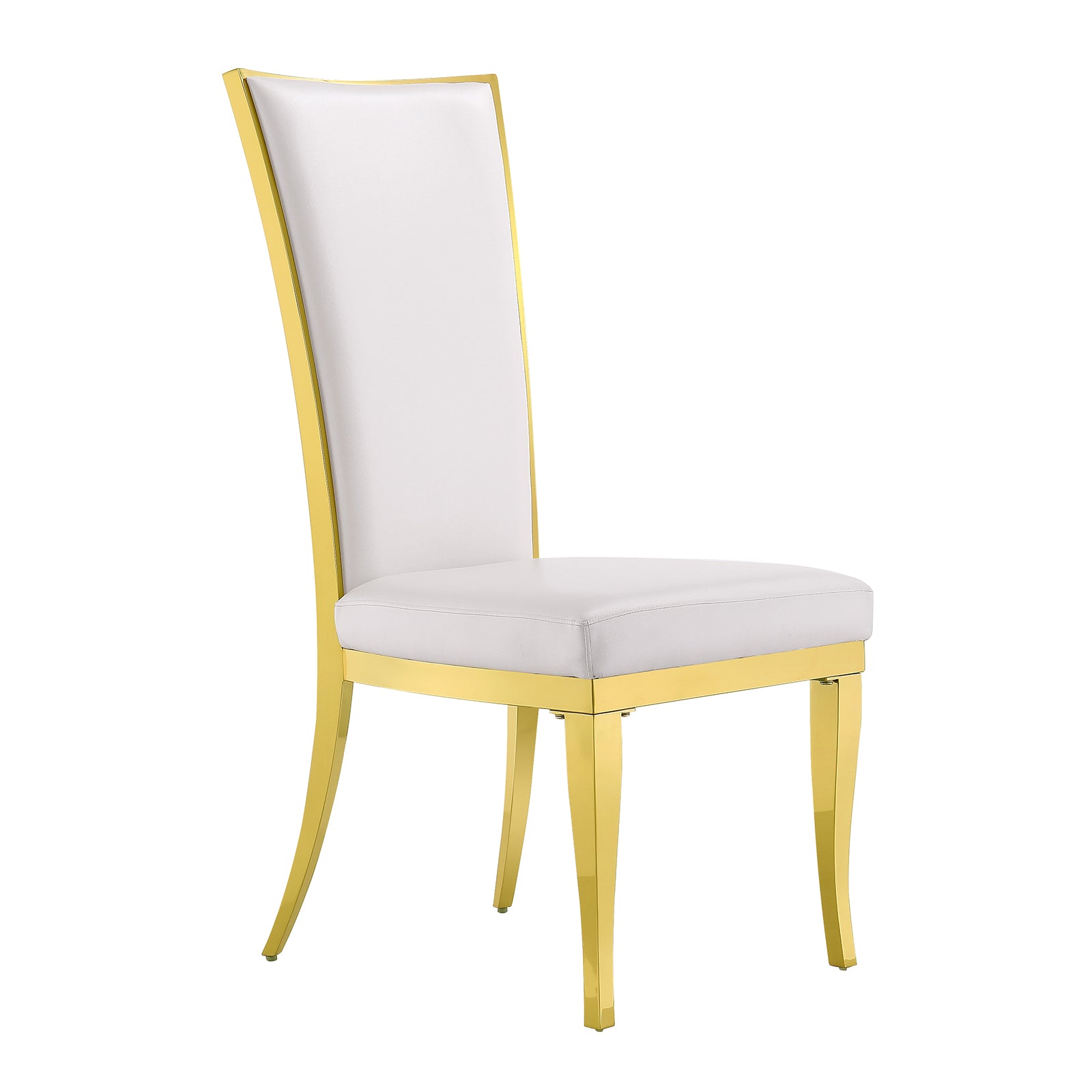White Leather Dining Chairs | Hand-stitched diamond High Back | C152