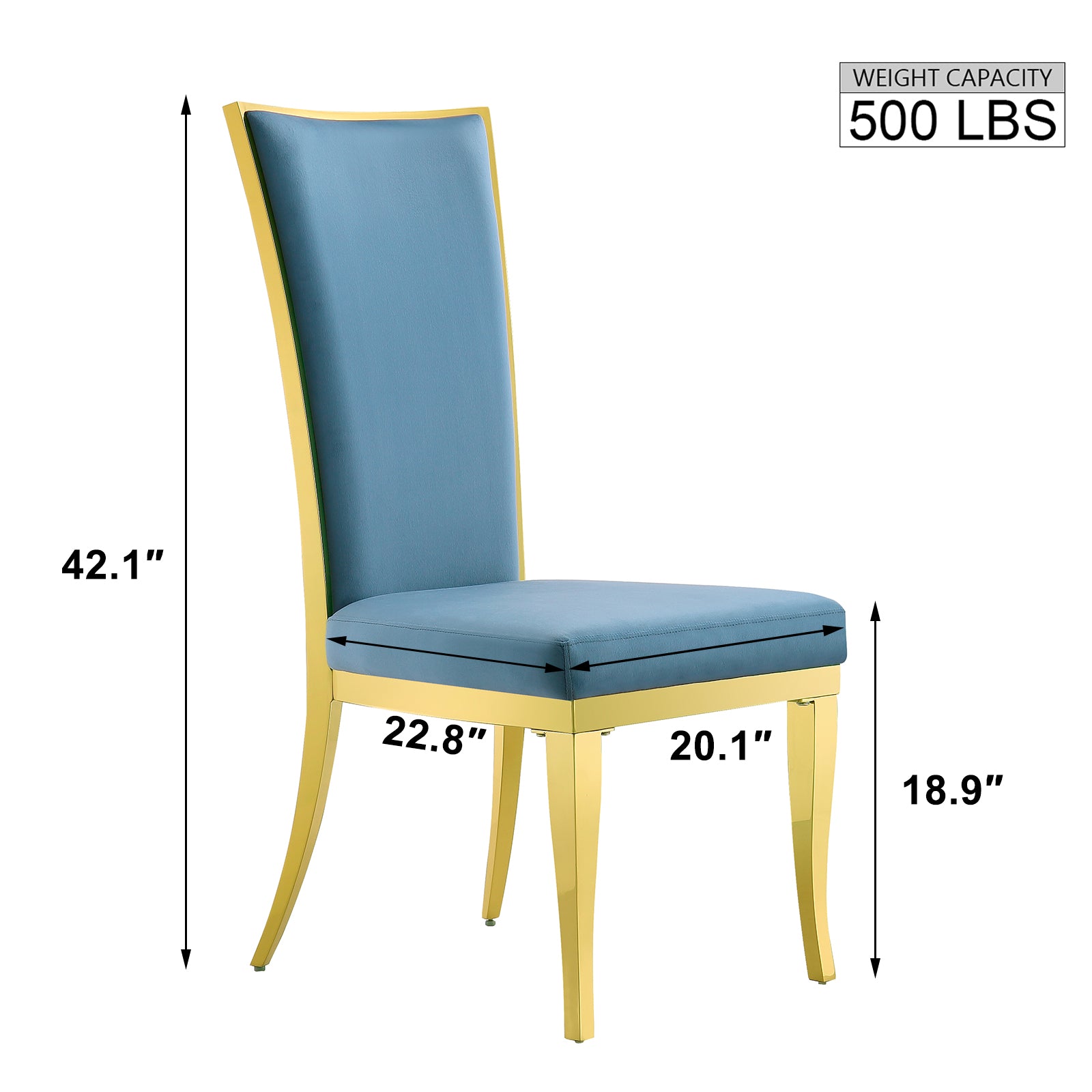 Blue velvet Dining Chairs | Hand-stitched diamond High Back | C151