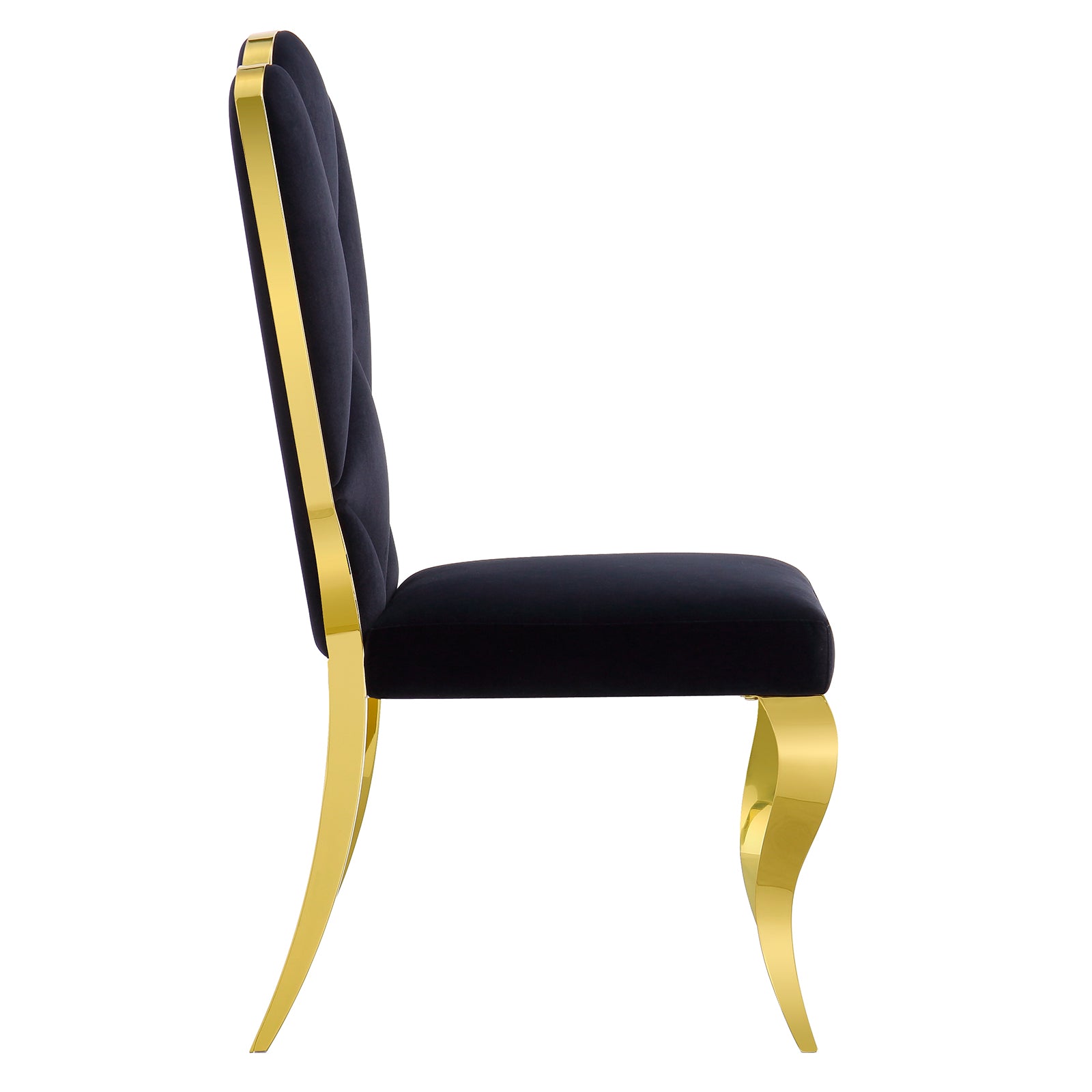 Black velvet dining chairs | Cloud backrest design | Gold Metal legs | C140