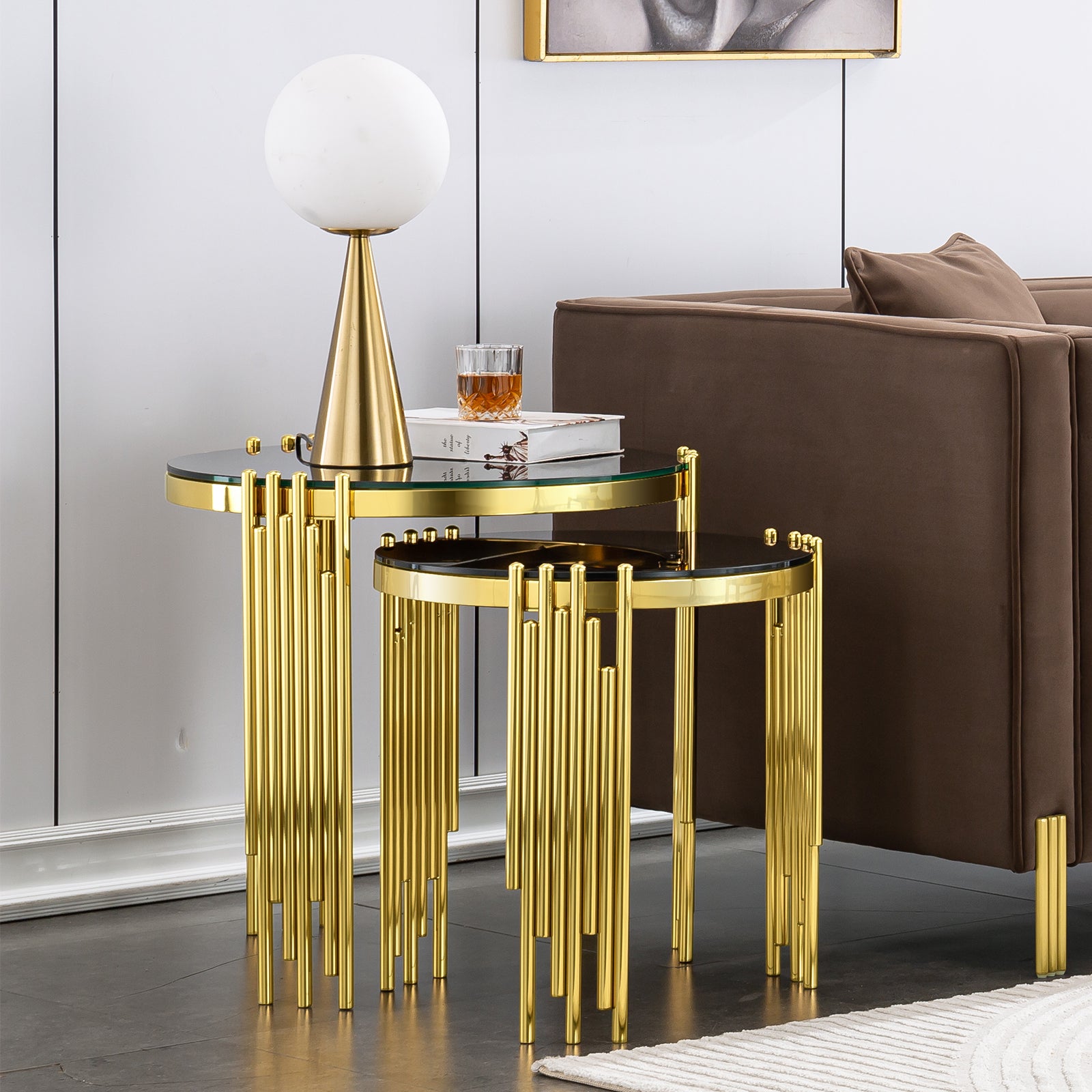 Nesting End Table with Metal multi-cylindrical legs | E420