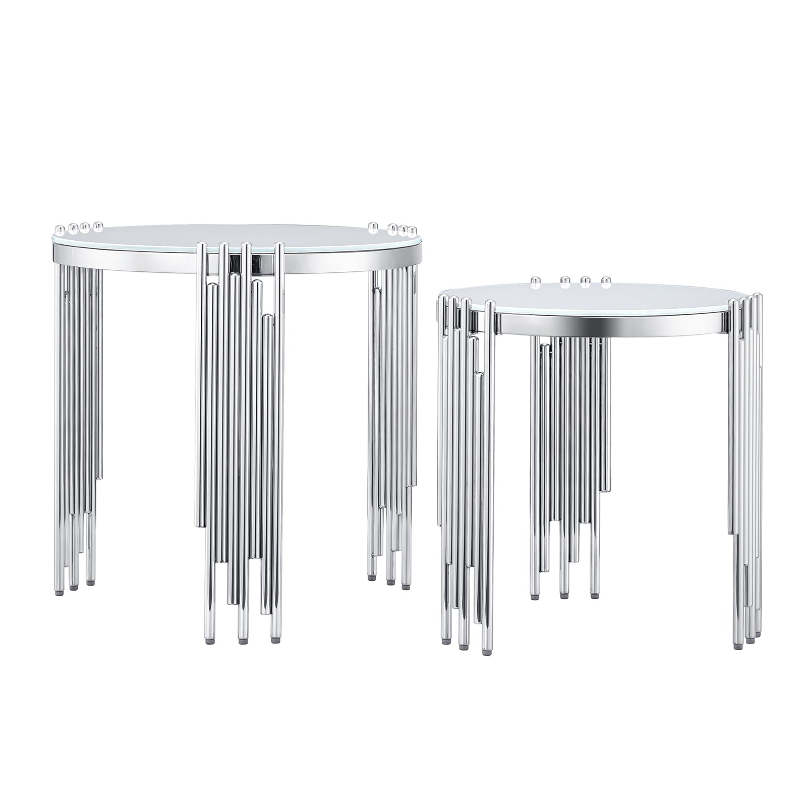Nesting End Table with Metal multi-cylindrical legs | E421